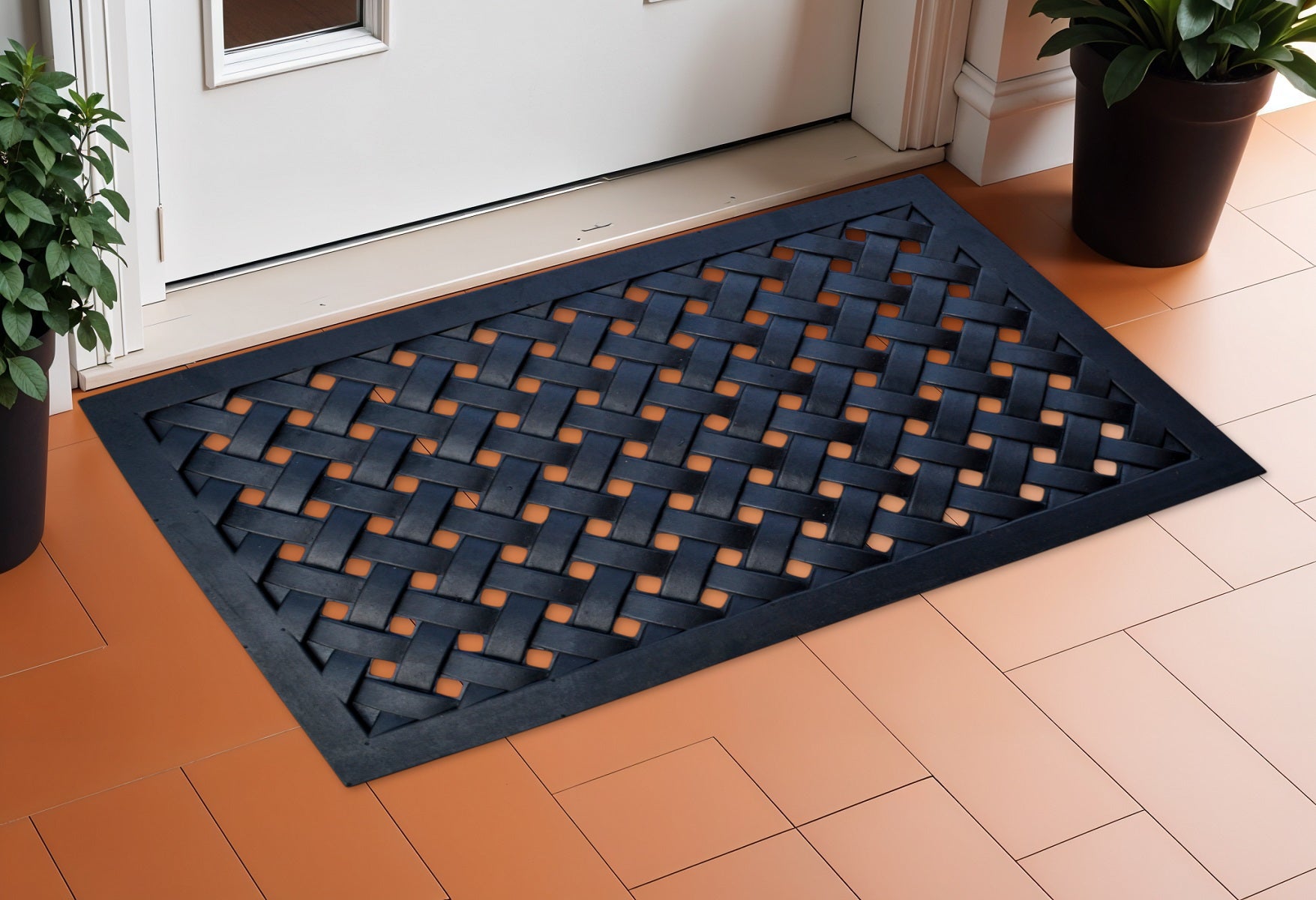18" X 30" Black Rubber Outdoor Door Mat-1