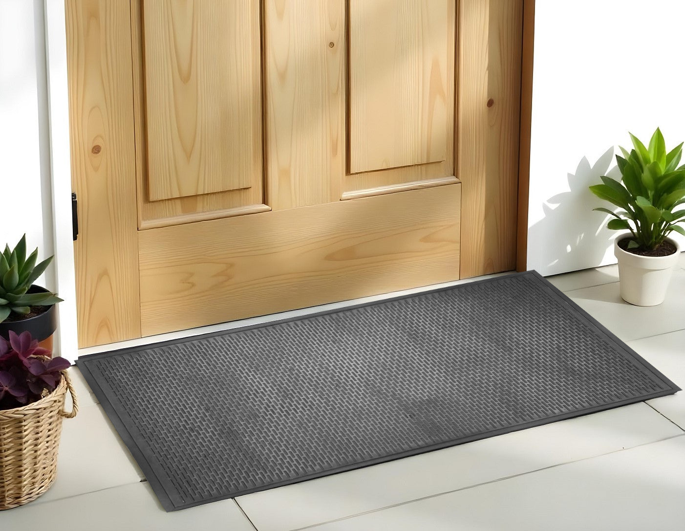 36" X 59" Black Rubber Outdoor Door Mat-0
