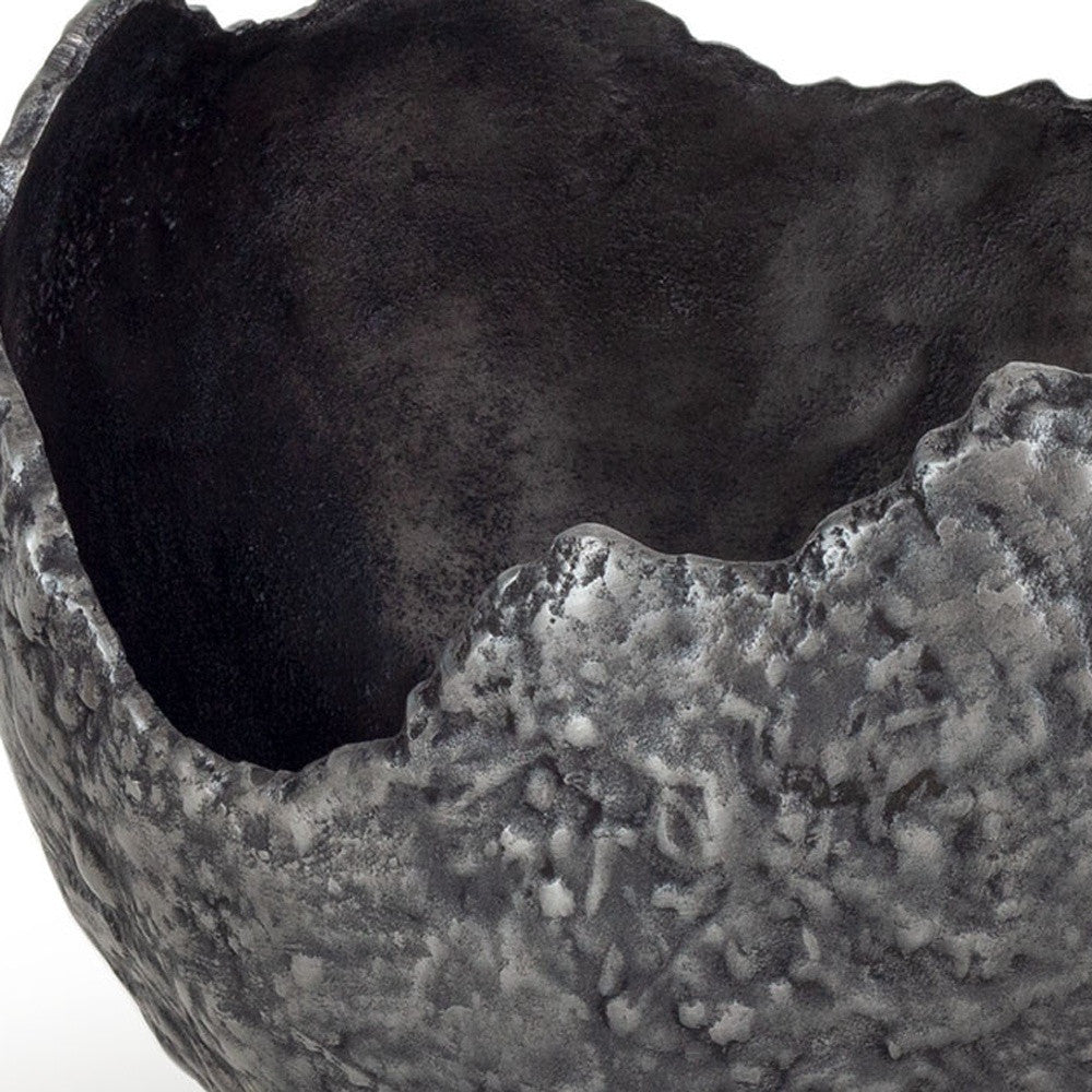 Set of Two Gray And Silver Aluminum Decorative Bowls-Sculptures-DECOROLALA