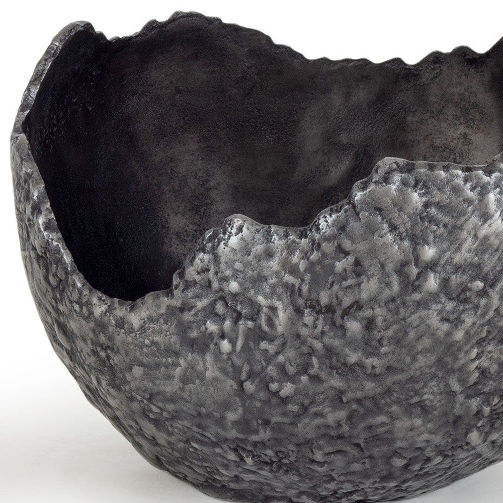 Set of Two Gray And Silver Aluminum Decorative Bowls-Sculptures-DECOROLALA