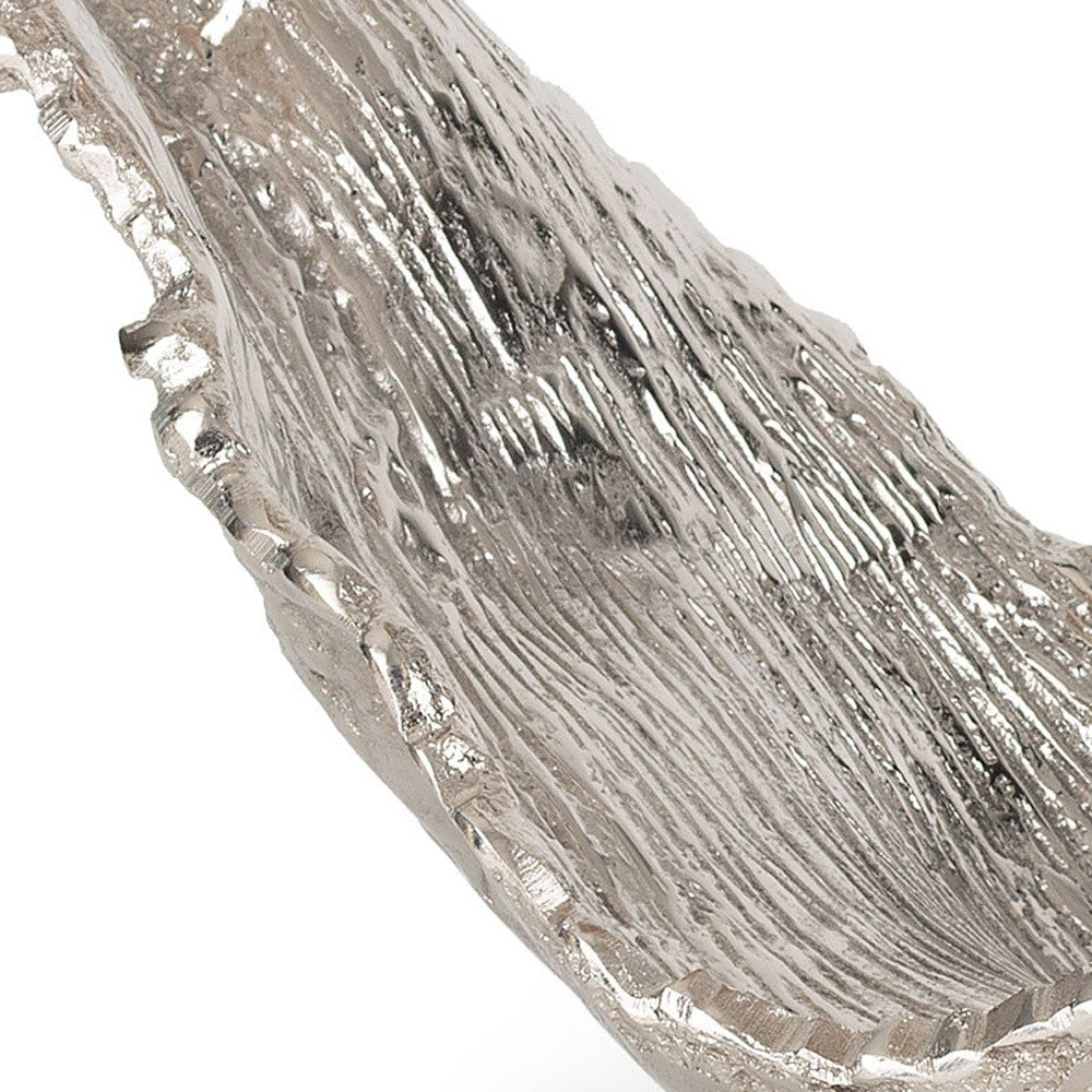 11" Silver Aluminum Organic Shaped Decorative Bowl-Sculptures-DECOROLALA
