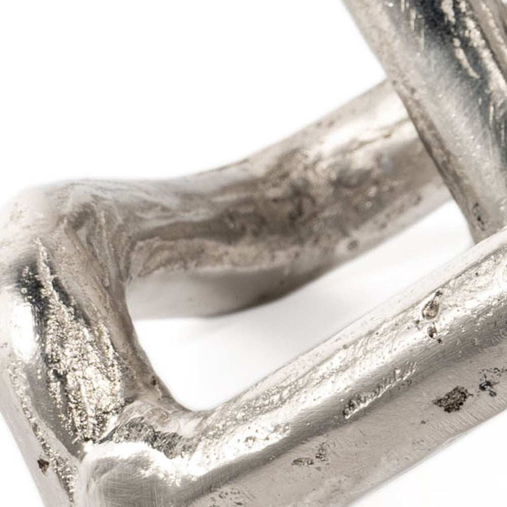 7" Silver Aluminum Geometric Knot Tabletop Sculpture-Sculptures-DECOROLALA