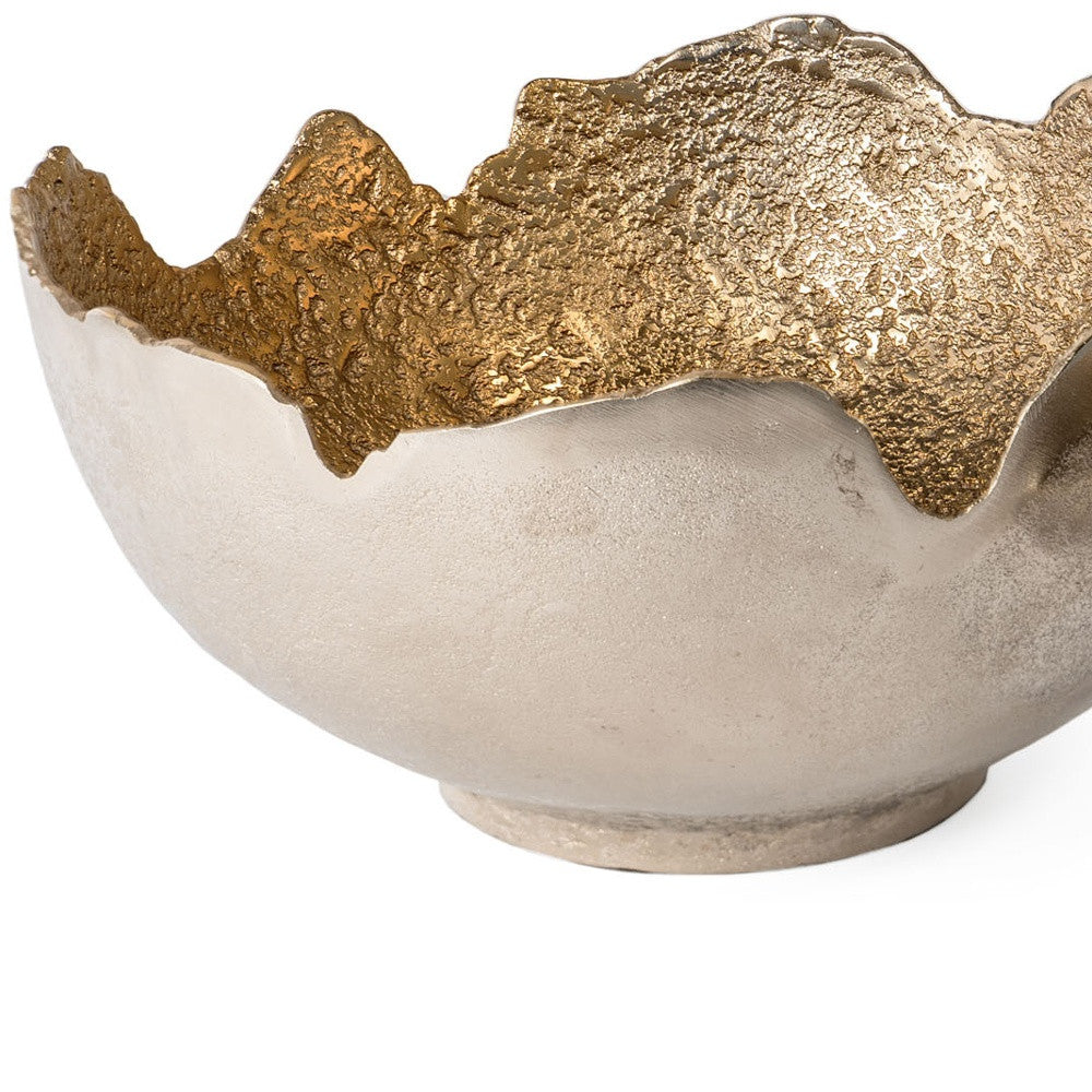 Set of Two Gold And Silver Aluminum Decorative Bowls-Sculptures-DECOROLALA