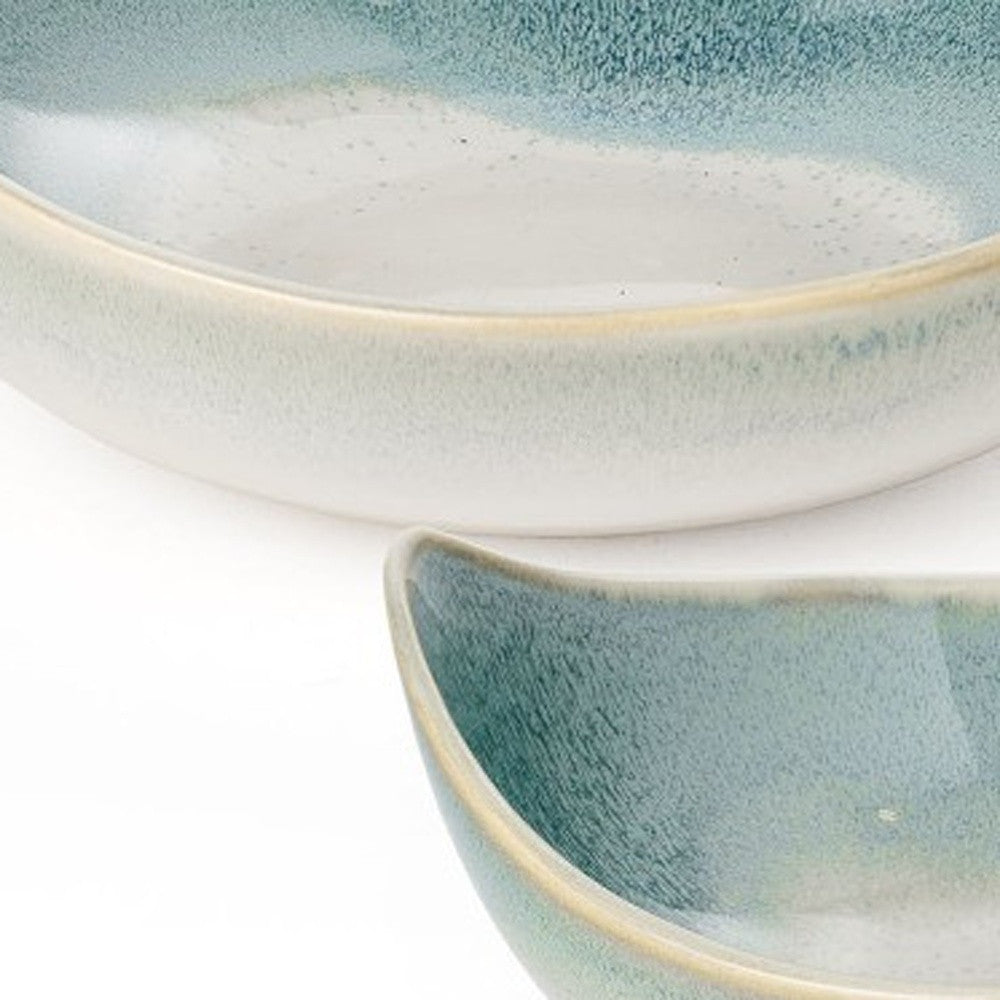 Set of Three Blue And White Ceramic Decorative Bowl-Sculptures-DECOROLALA