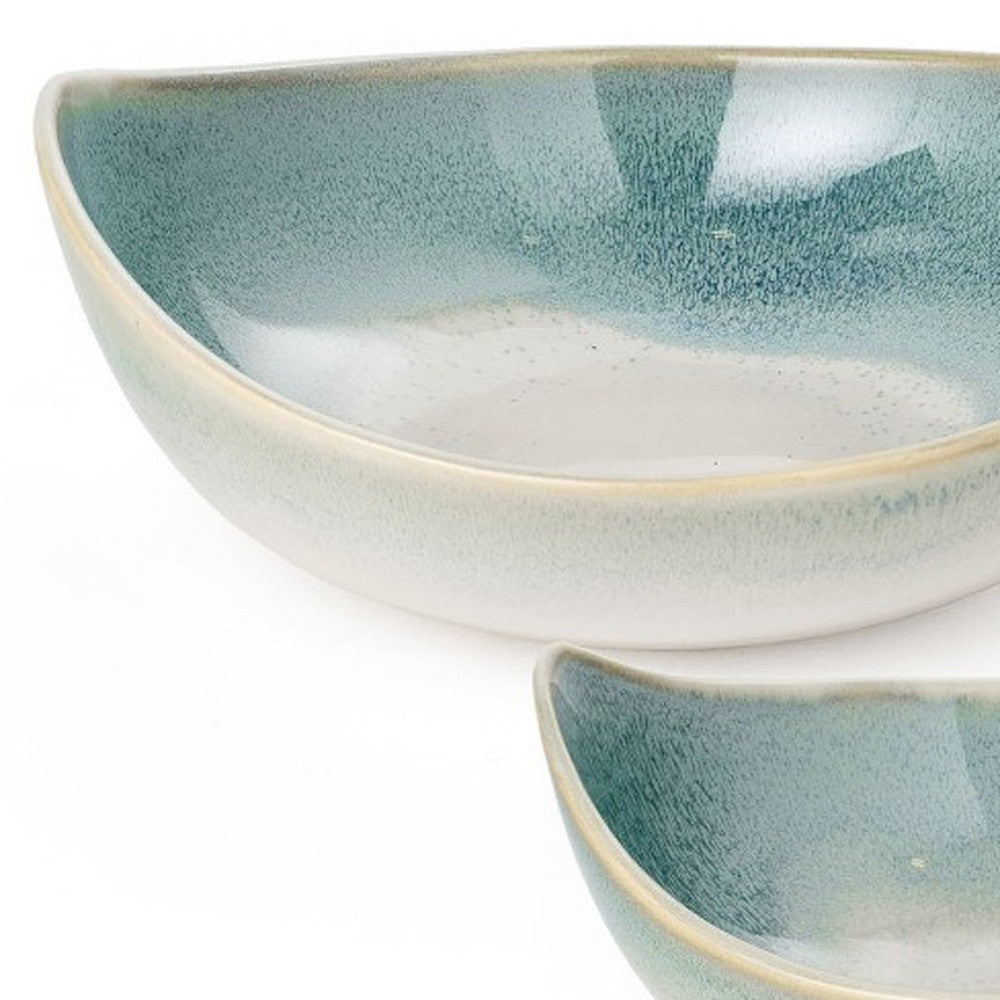 Set of Three Blue And White Ceramic Decorative Bowl-Sculptures-DECOROLALA