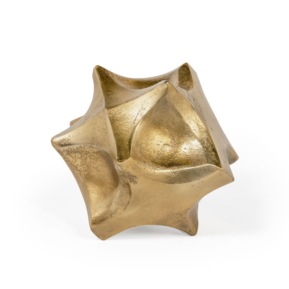 5" Gold Aluminum Faceted Orb Tabletop Sculpture-Sculptures-DECOROLALA