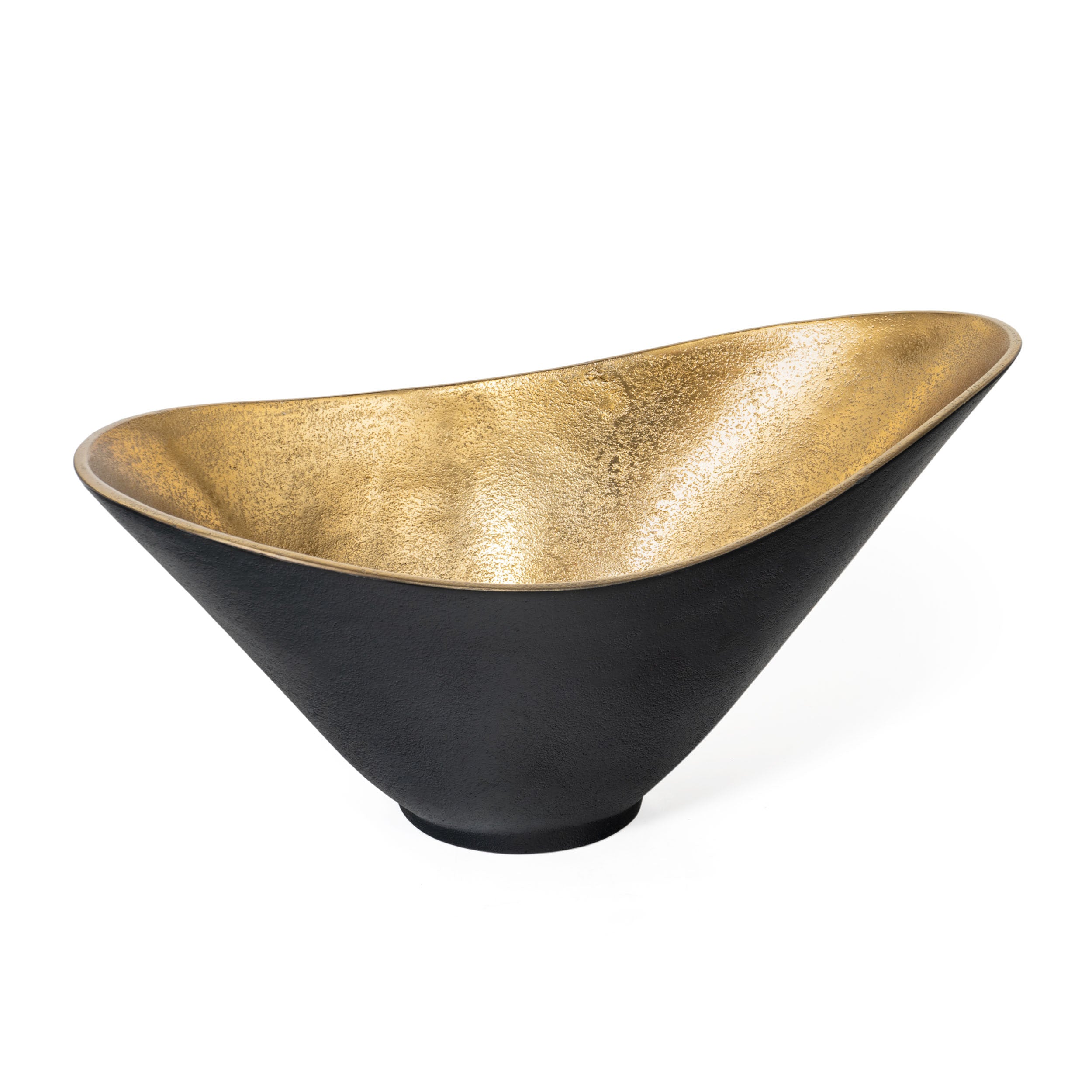 15" Black And Gold Aluminum Decorative Bowl-Sculptures-DECOROLALA