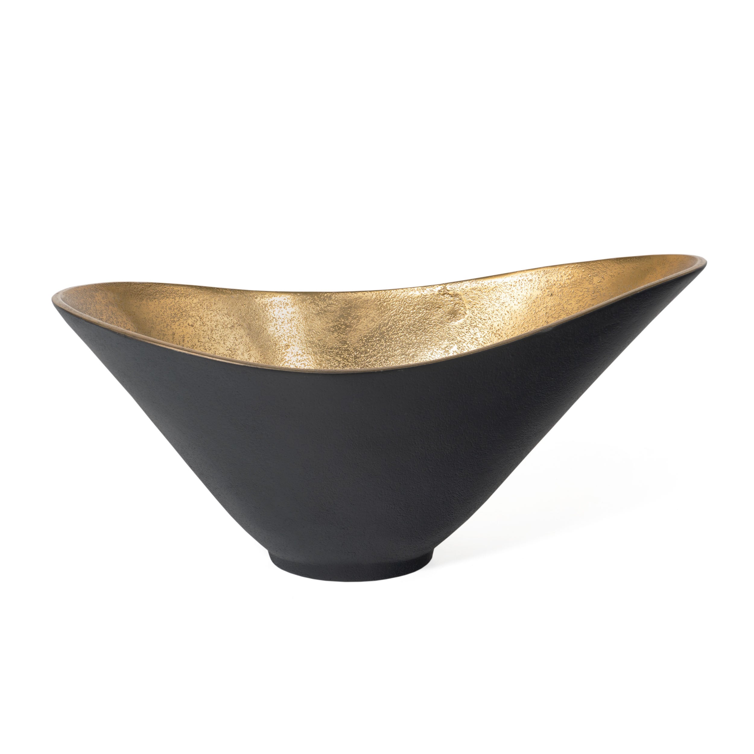 15" Black And Gold Aluminum Decorative Bowl-Sculptures-DECOROLALA