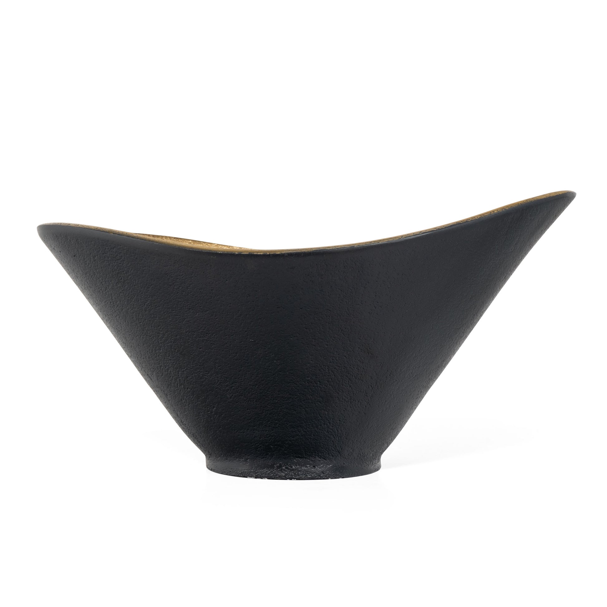 15" Black And Gold Aluminum Decorative Bowl-Sculptures-DECOROLALA