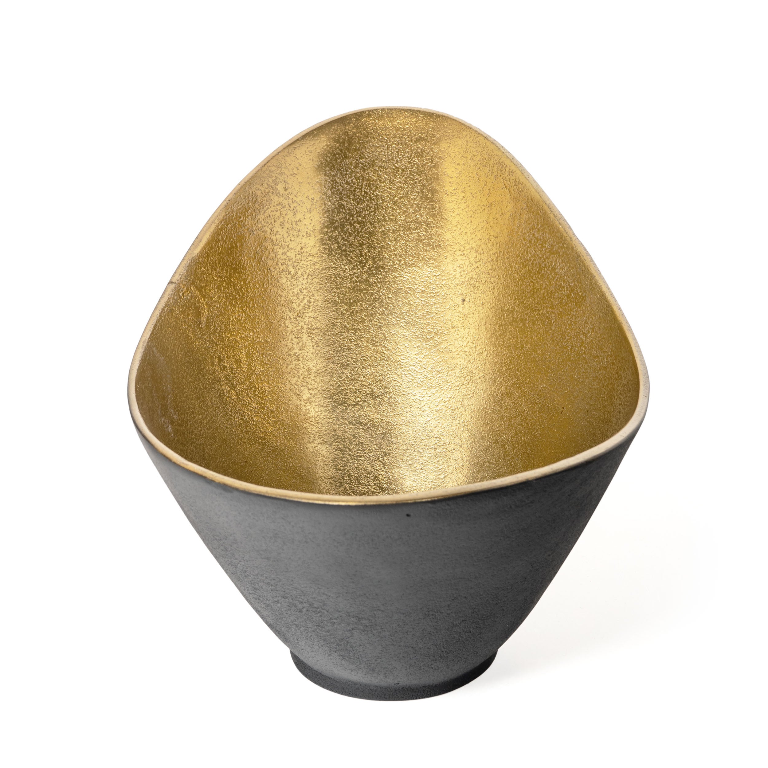 15" Black And Gold Aluminum Decorative Bowl-Sculptures-DECOROLALA
