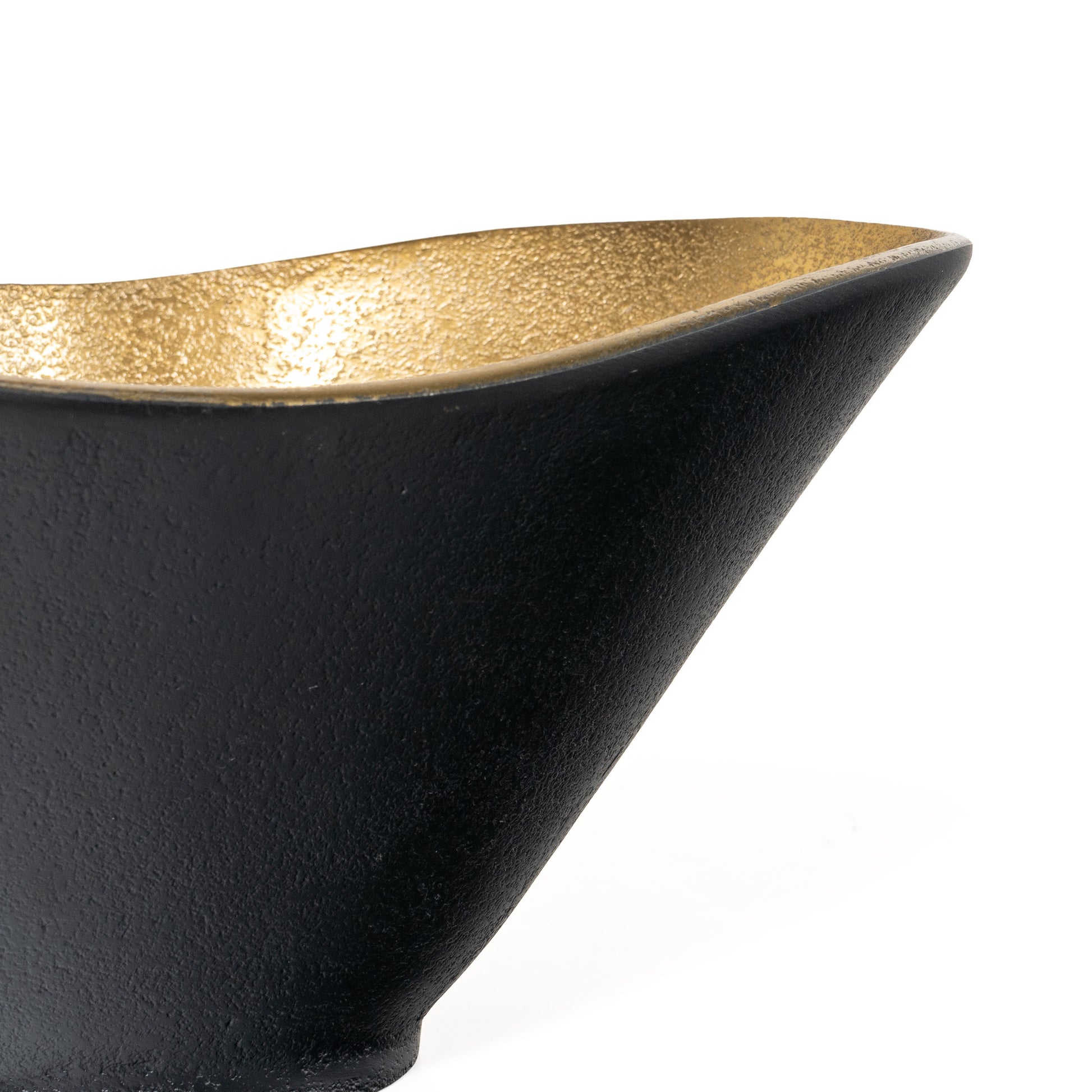 15" Black And Gold Aluminum Decorative Bowl-Sculptures-DECOROLALA