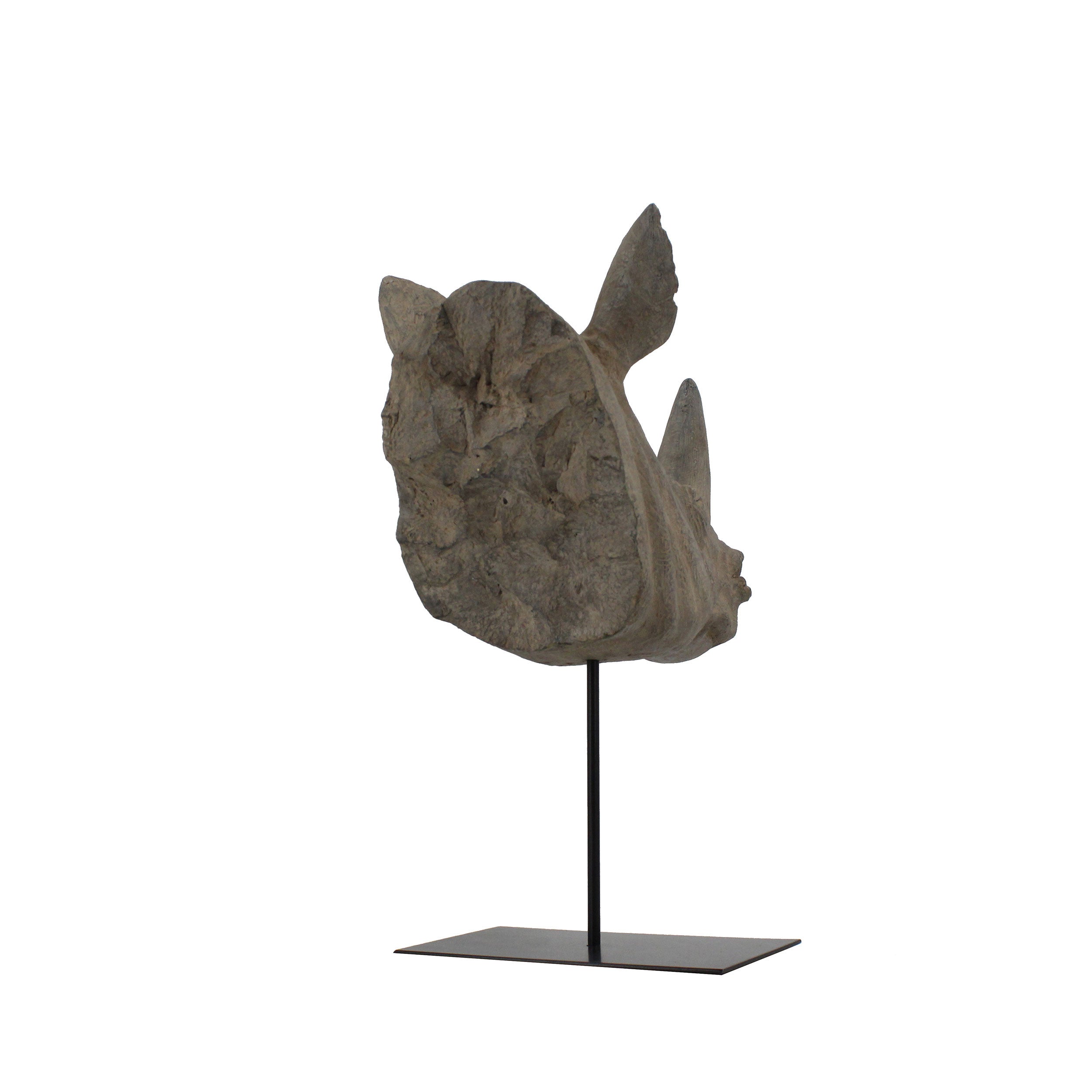 17" Brown Resin Rhinoceros Tabletop Sculpture-Sculptures-DECOROLALA