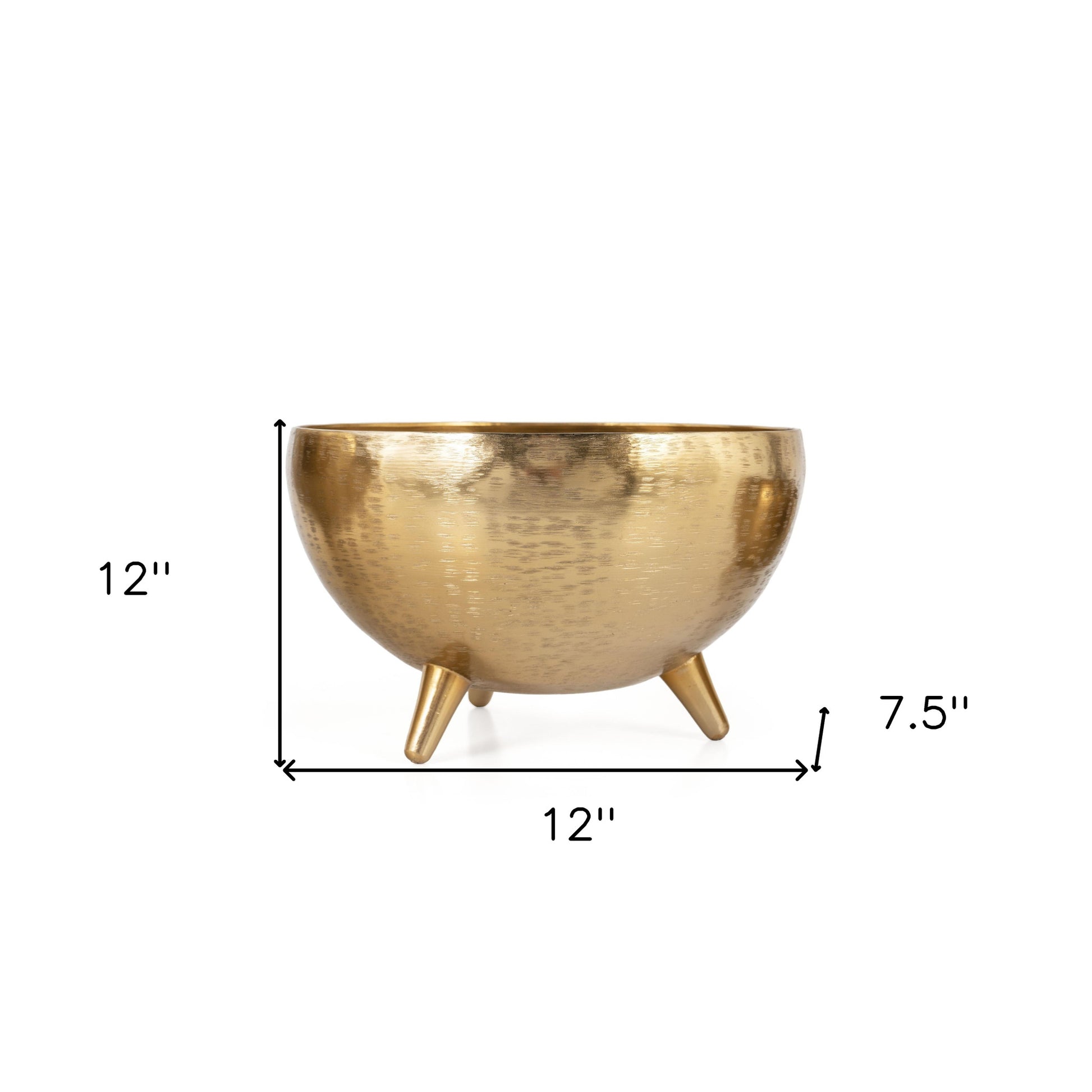 Set of Three Gold Metal Decorative Footed Bowls-Sculptures-DECOROLALA