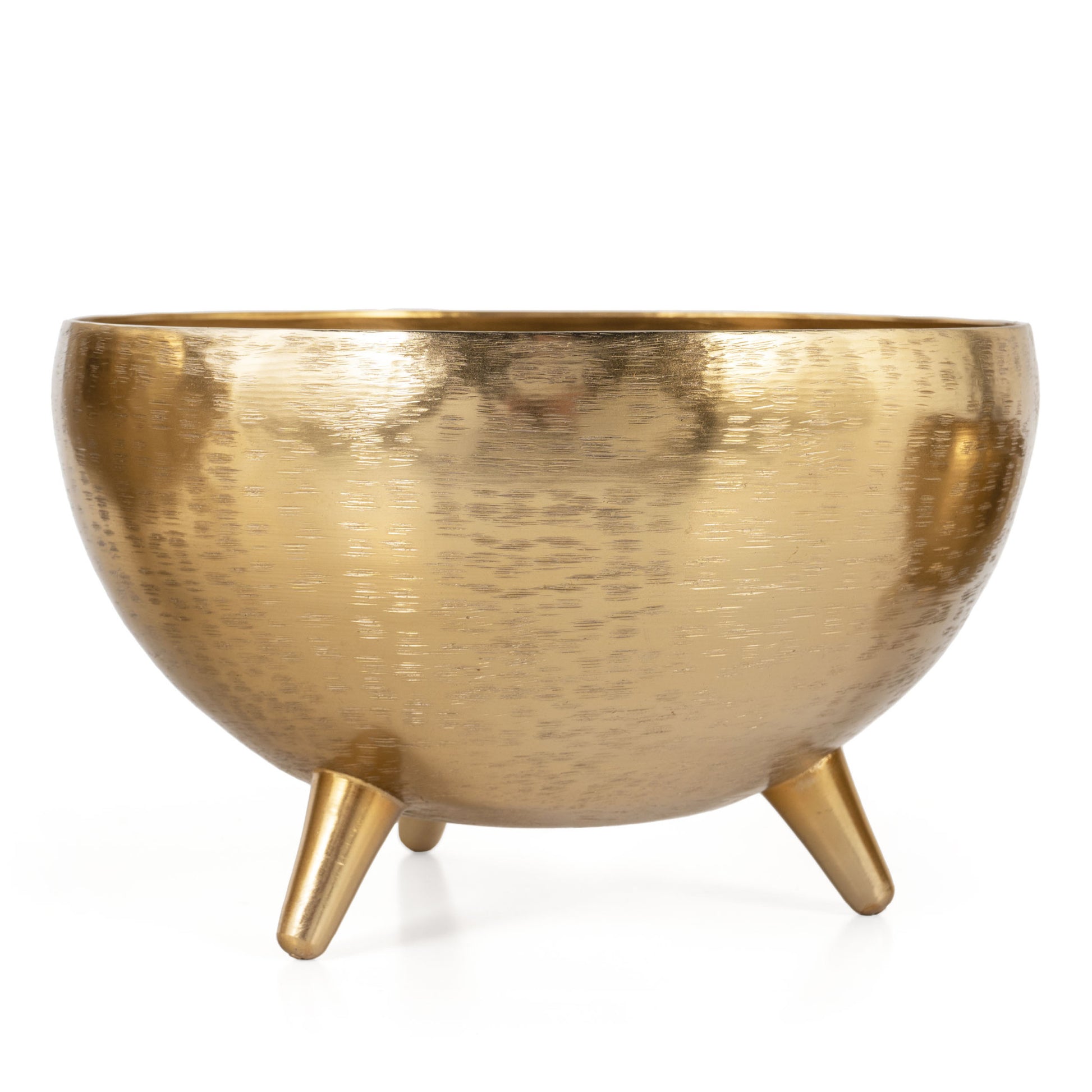 Set of Three Gold Metal Decorative Footed Bowls-Sculptures-DECOROLALA