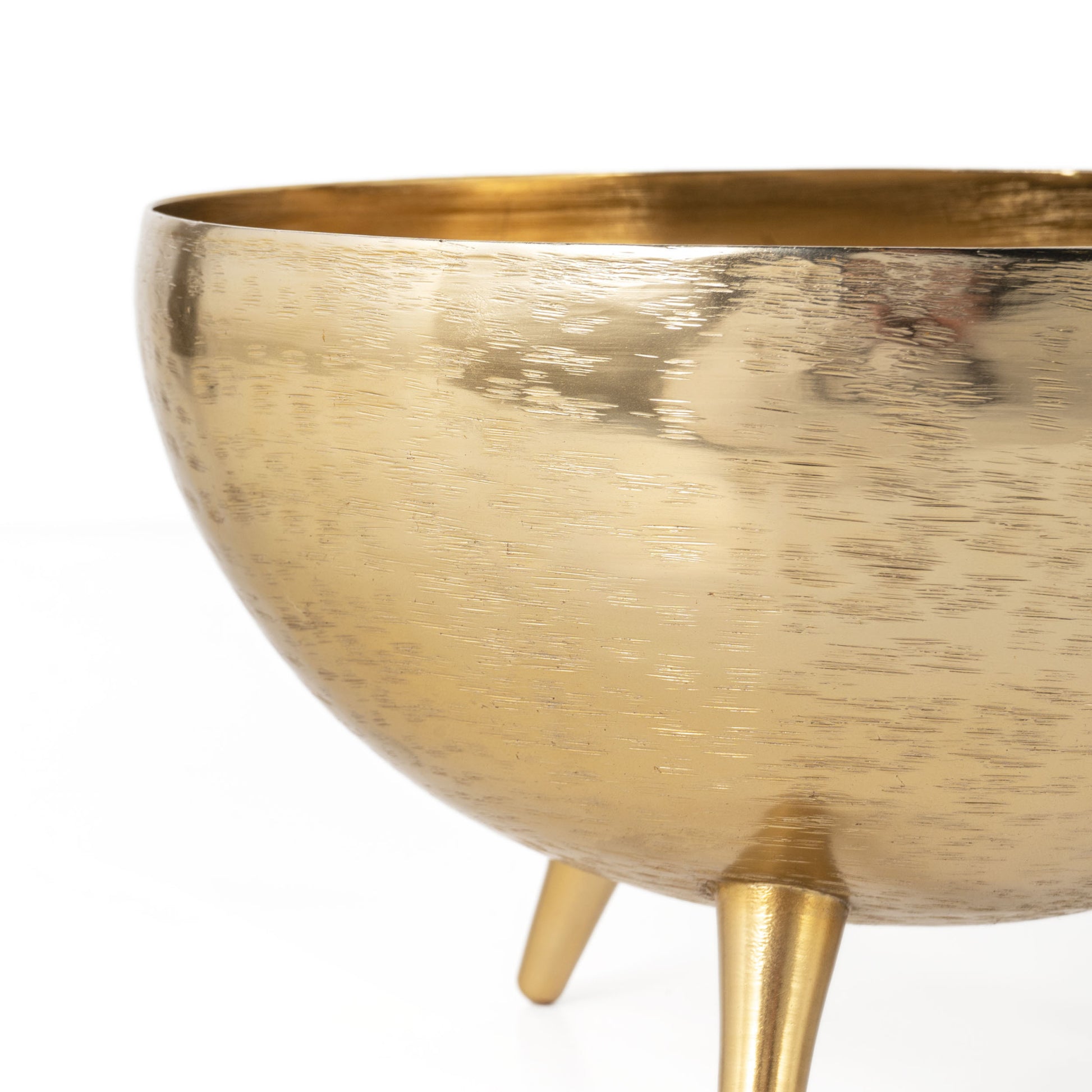 Set of Three Gold Metal Decorative Footed Bowls-Sculptures-DECOROLALA