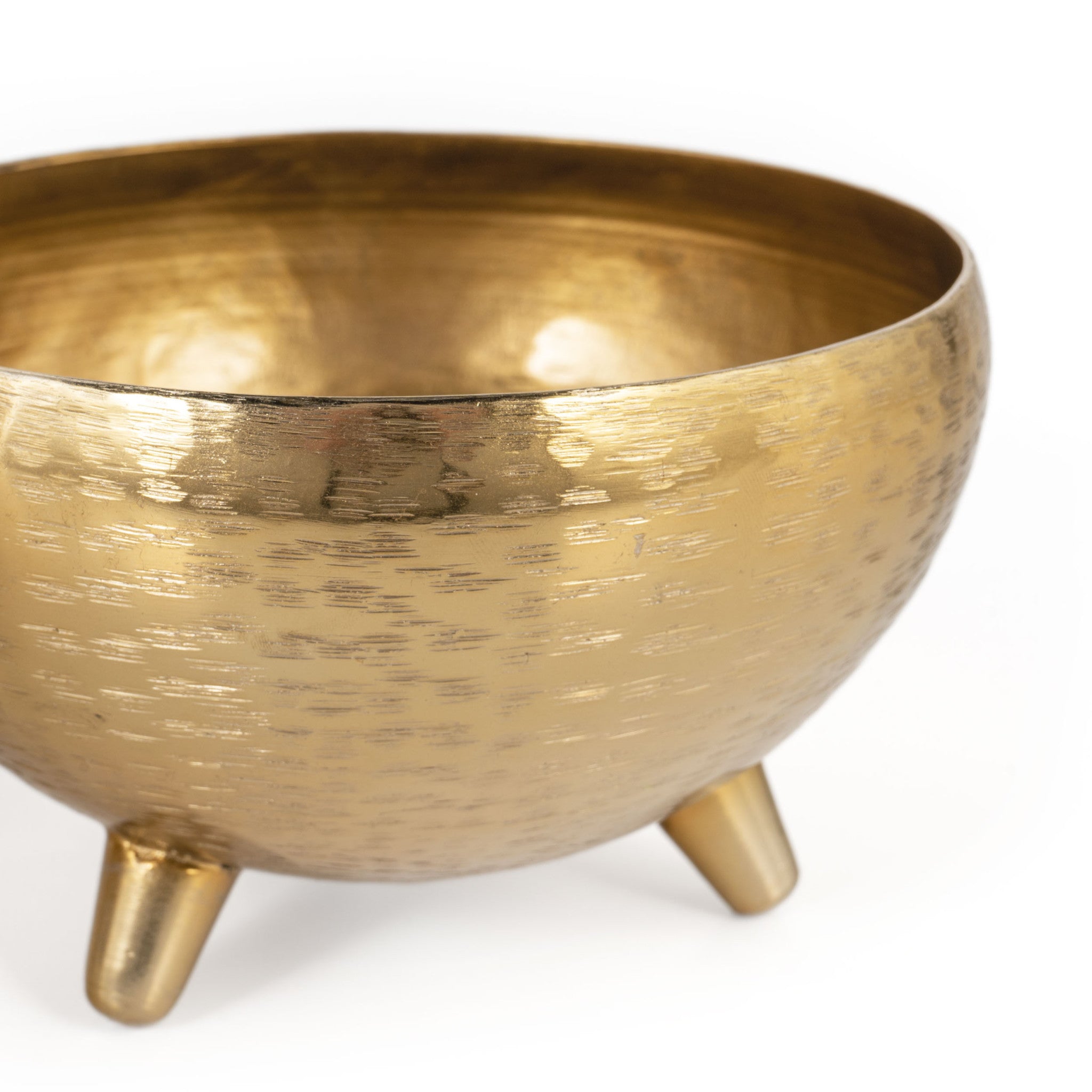Set of Three Gold Metal Decorative Footed Bowls-Sculptures-DECOROLALA
