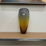 19" Clear And Brown Ombre Round Glass Table Vase-Vases-DECOROLALA