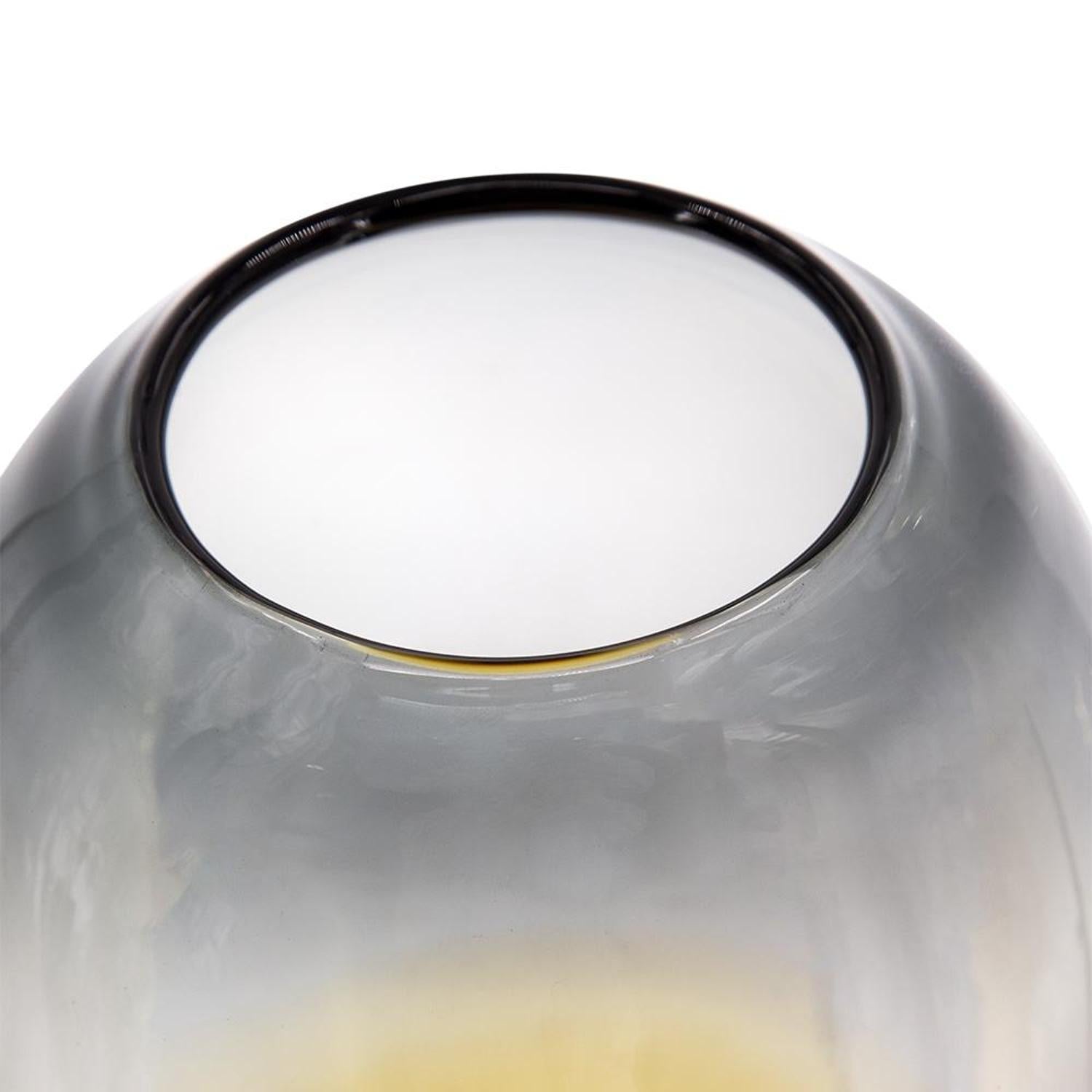 19" Clear And Brown Ombre Round Glass Table Vase-Vases-DECOROLALA