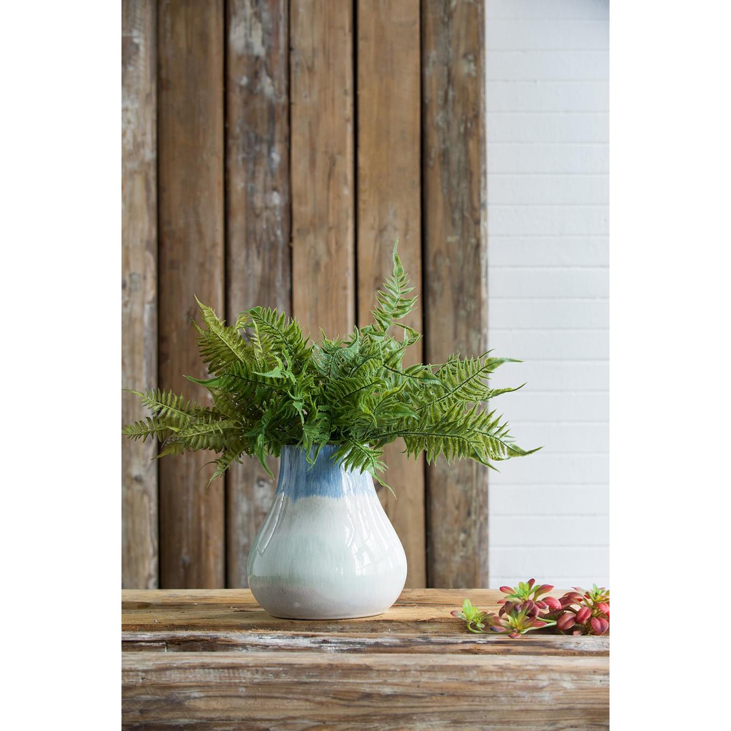 10" Blue Green Sand And Gray Ombre Round Ceramic Table Vase-Vases-DECOROLALA