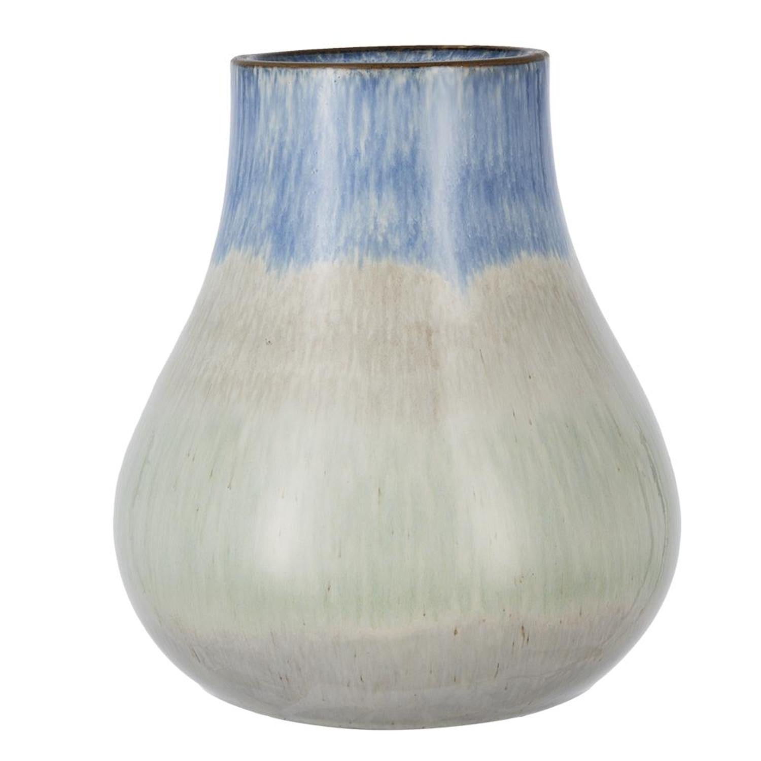 10" Blue Green Sand And Gray Ombre Round Ceramic Table Vase-Vases-DECOROLALA