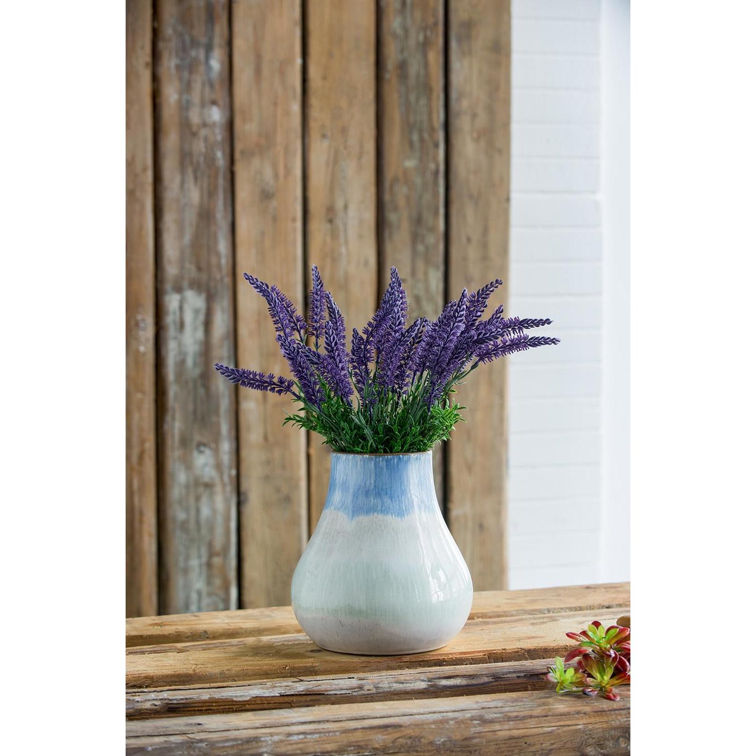 10" Blue Green Sand And Gray Ombre Round Ceramic Table Vase-Vases-DECOROLALA