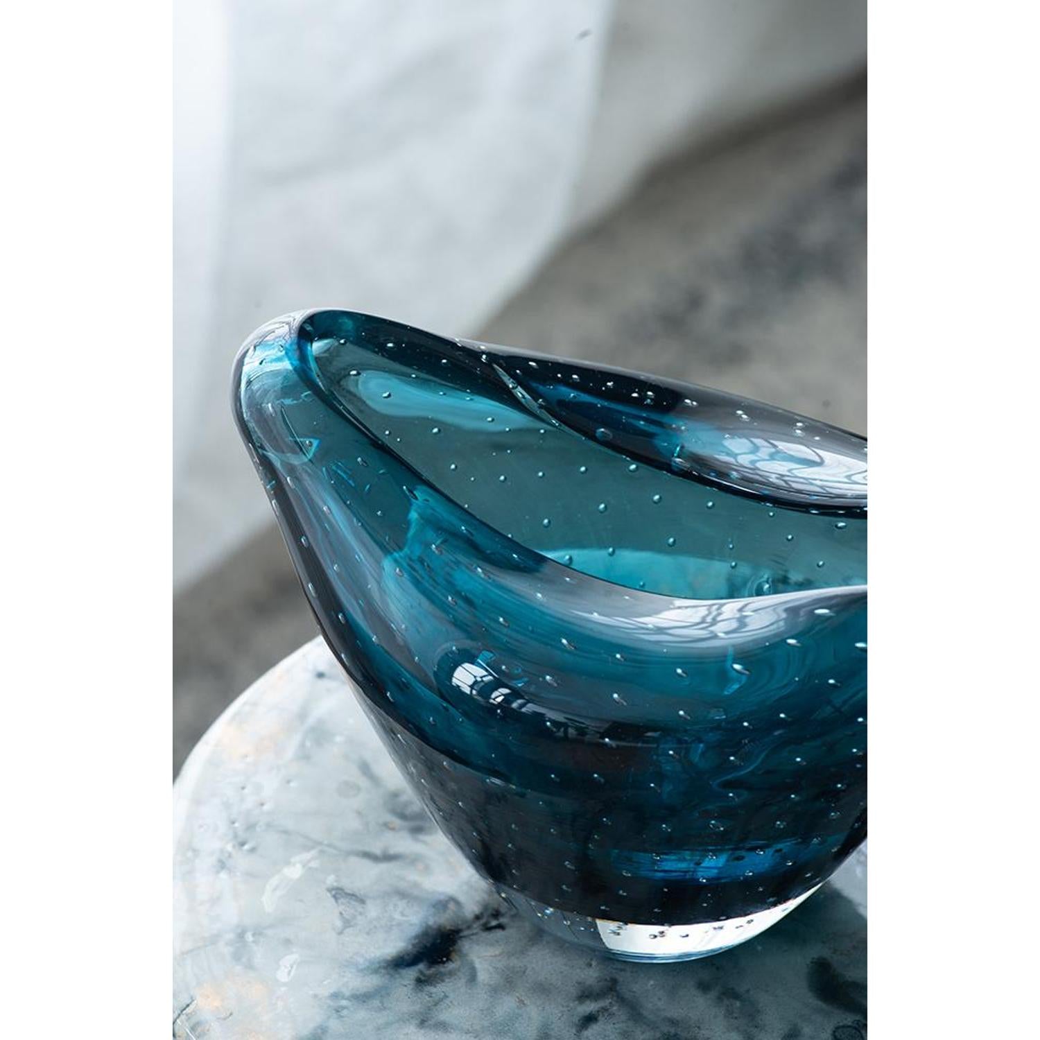 7" Cerulean Oval Glass Table Vase-5