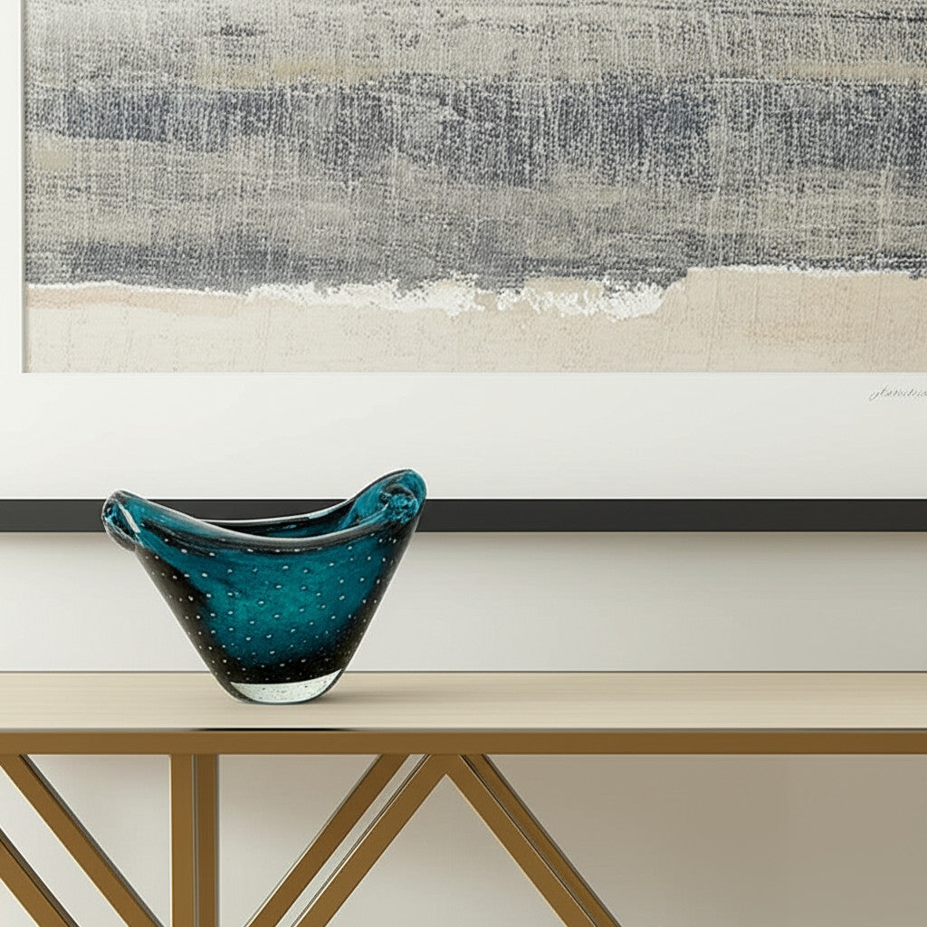 7" Cerulean Oval Glass Table Vase-1
