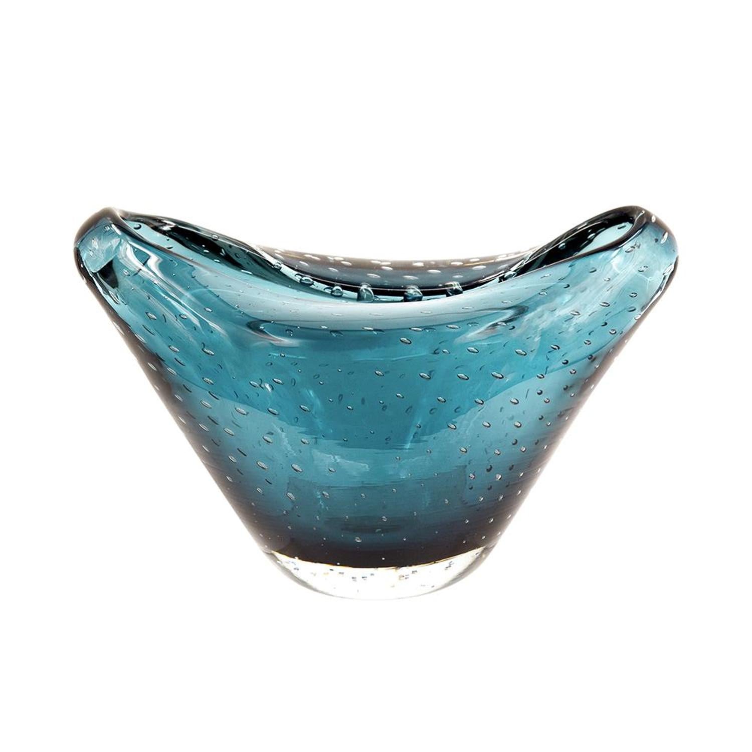 7" Cerulean Oval Glass Table Vase-2