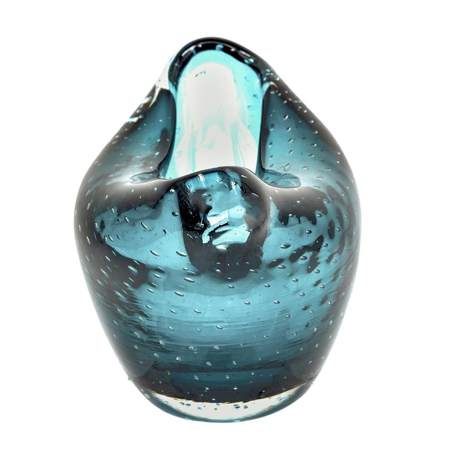 7" Cerulean Oval Glass Table Vase-3