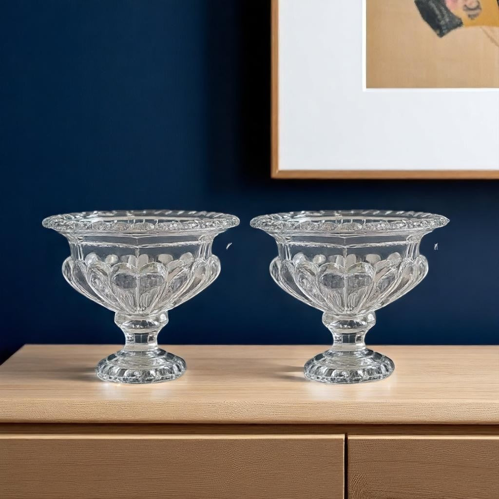 Set of Two Clear Round Glass Table Vase-0