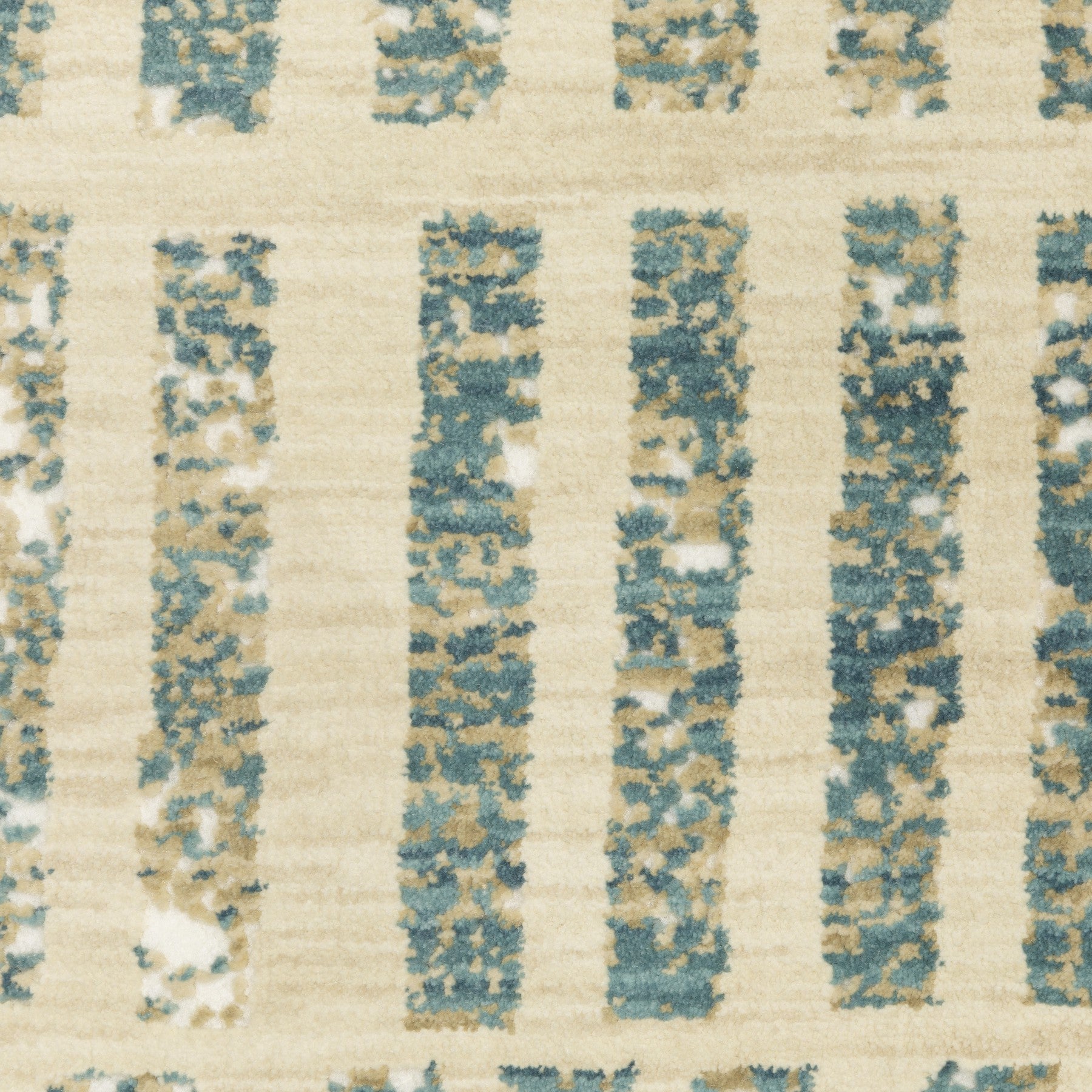8' Beige And Blue Geometric Runner Rug-6
