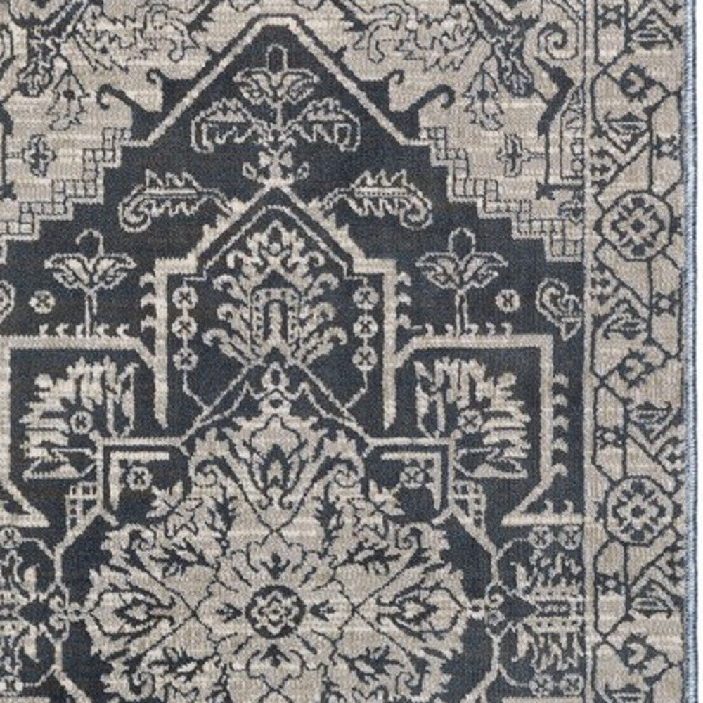 8' Blue And Gray Medallion Runner Rug-6