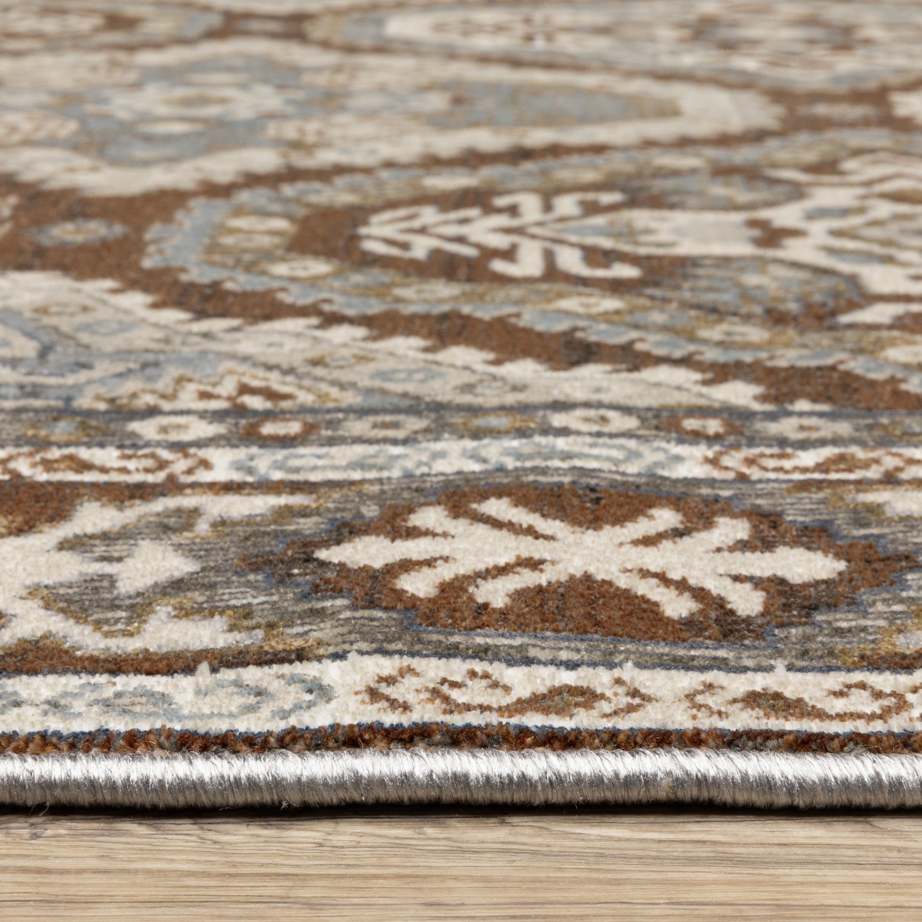8' Blue And Gray Medallion Runner Rug-4