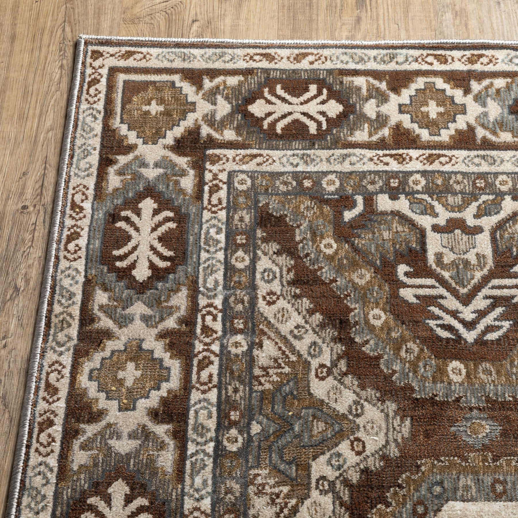 8' Blue And Gray Medallion Runner Rug-5