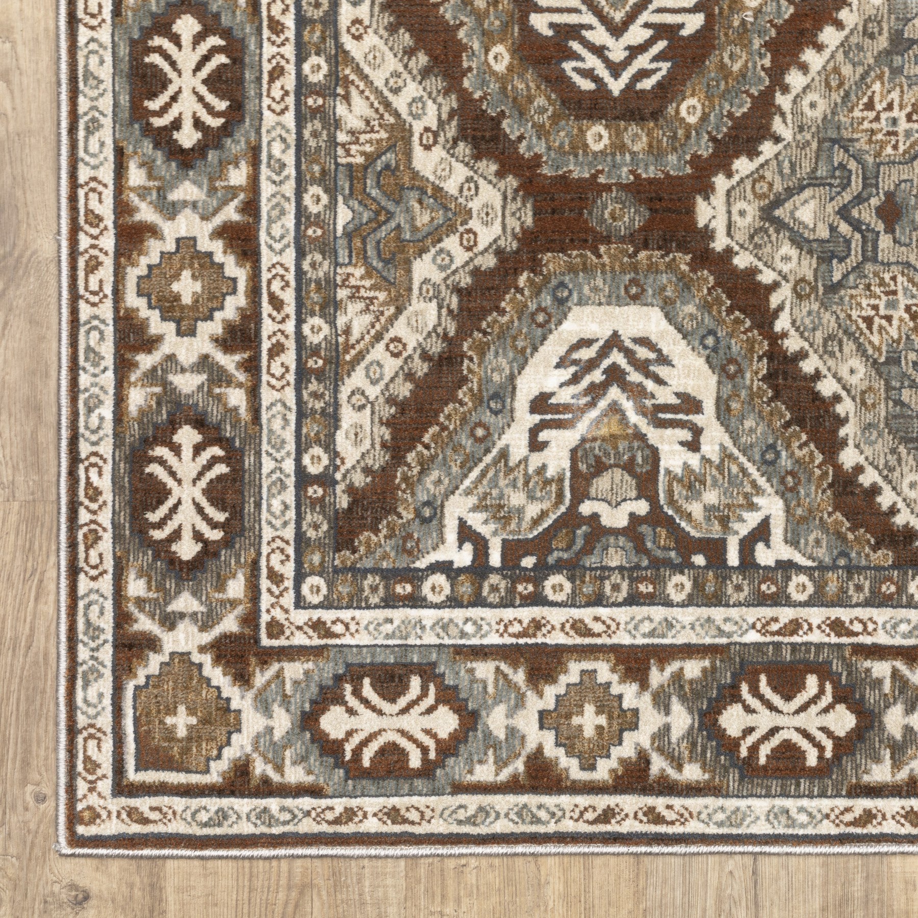 8' Blue And Gray Medallion Runner Rug-7