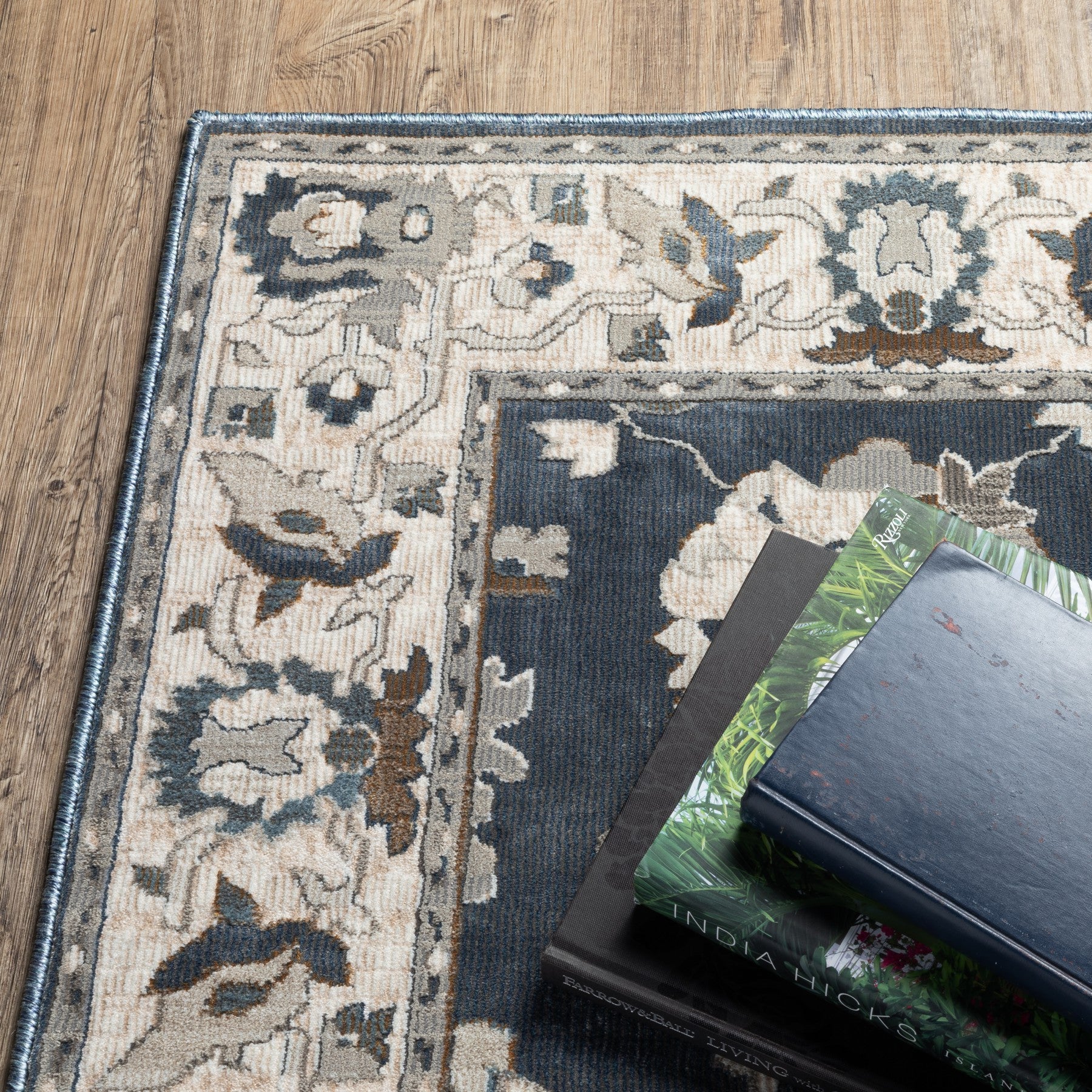 8' Blue Oriental Runner Rug-6