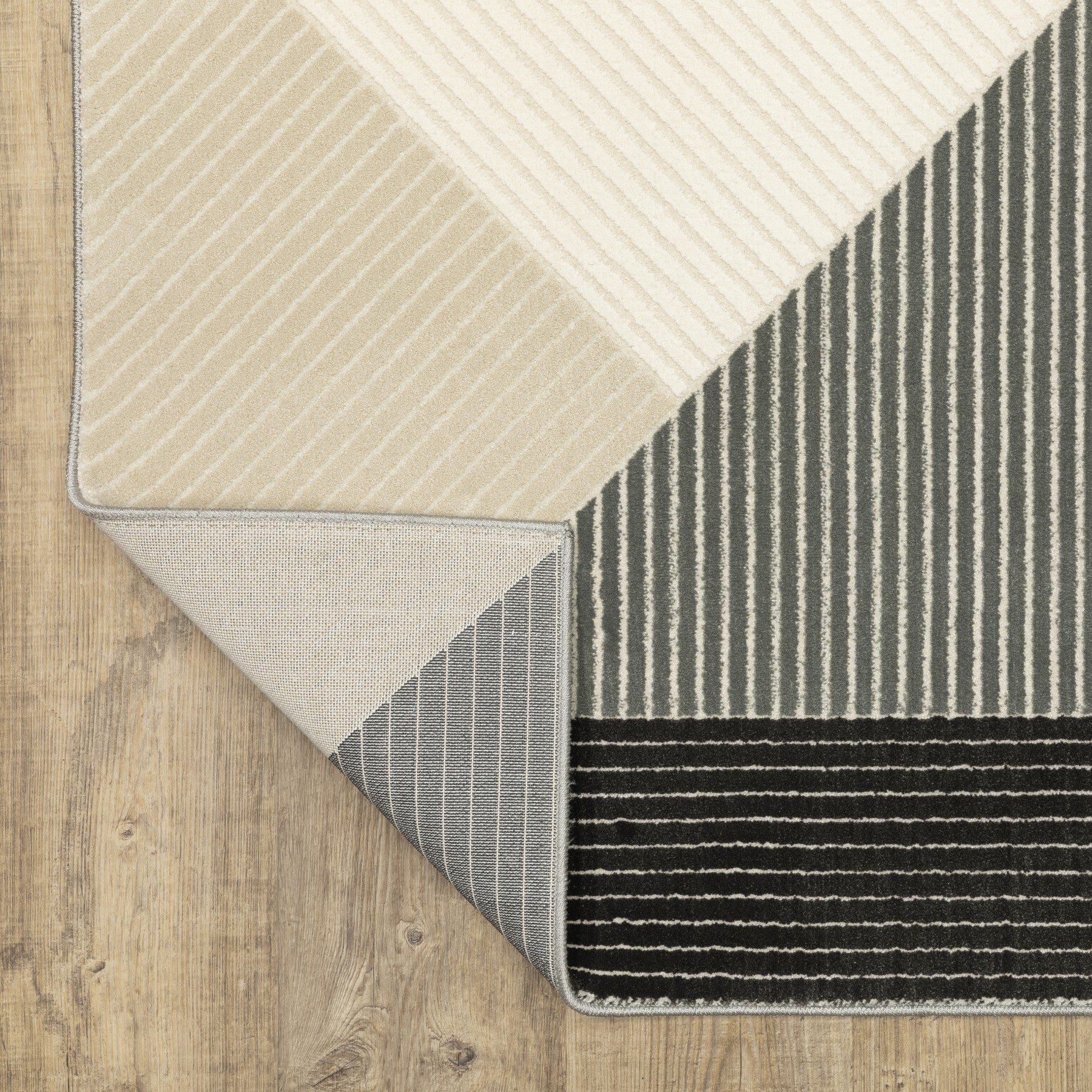 8' Ivory And Black Geometric Runner Rug-8