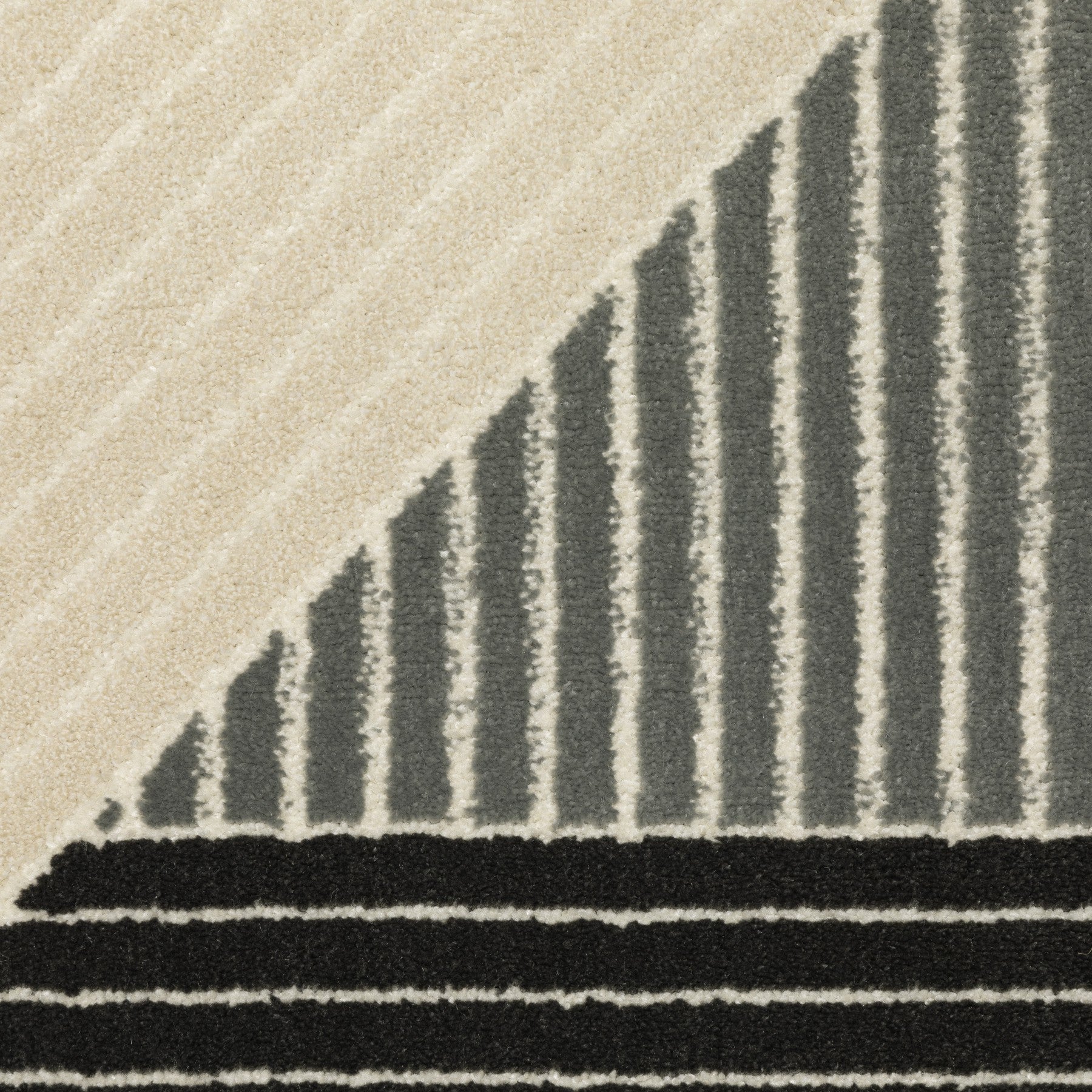 8' Ivory And Black Geometric Runner Rug-3