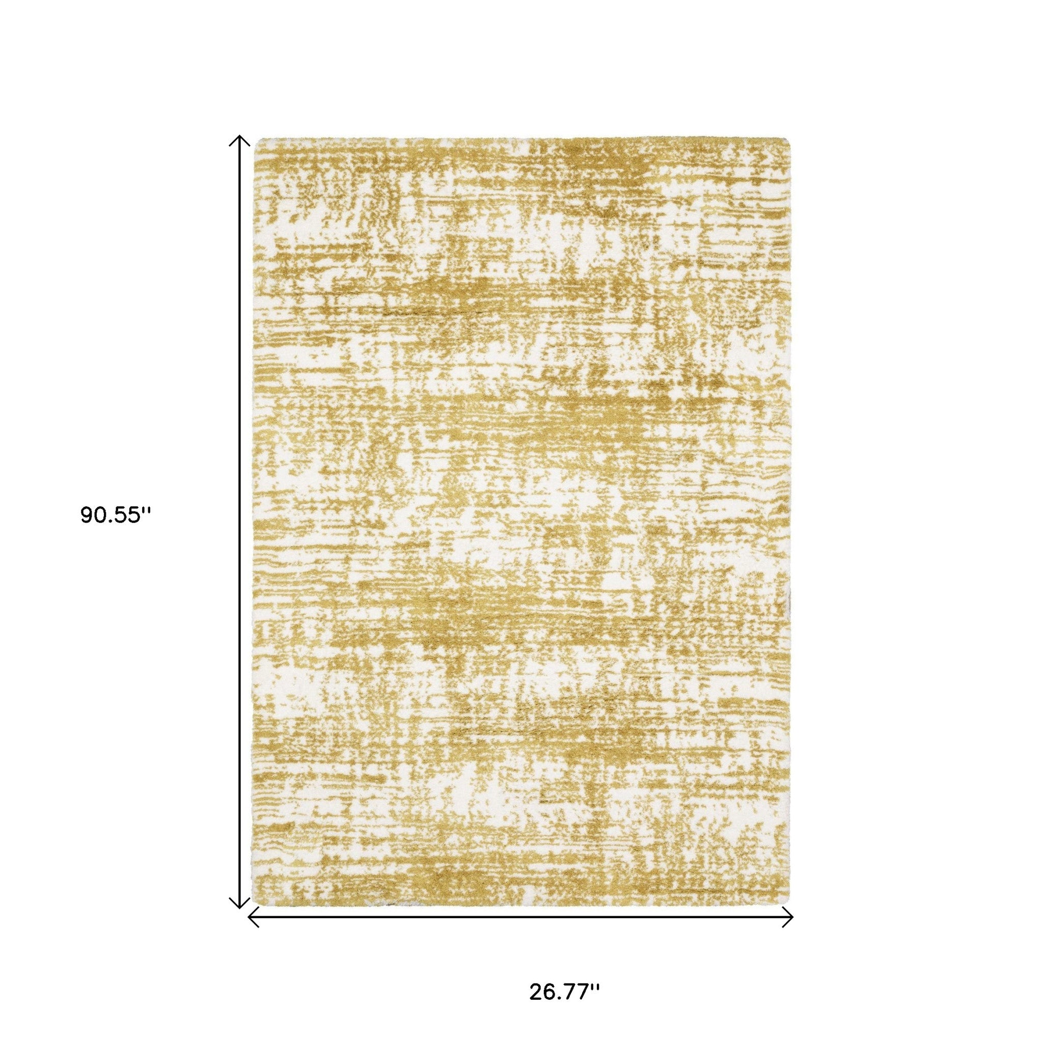8' Gold And Ivory Abstract Runner Rug-2