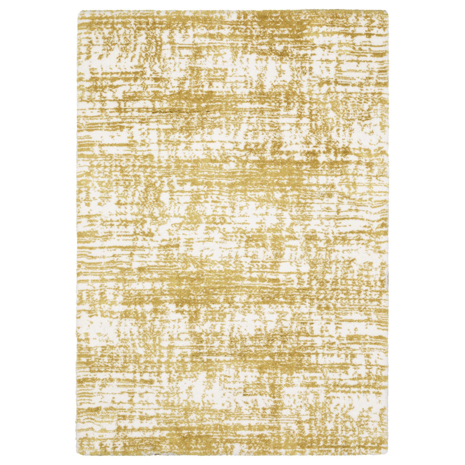 8' Gold And Ivory Abstract Runner Rug-1