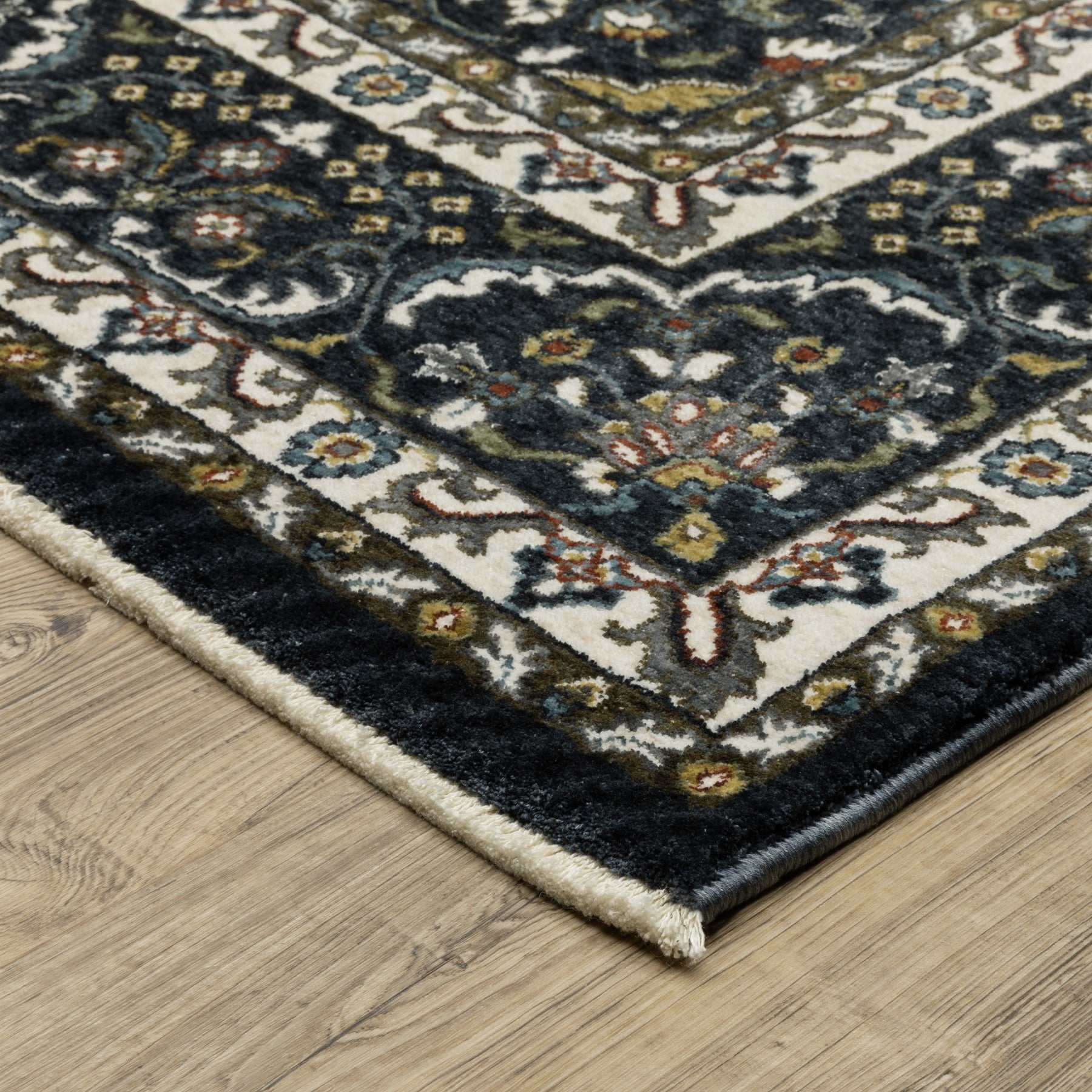8' Gold Medallion Runner Rug With Fringe-7
