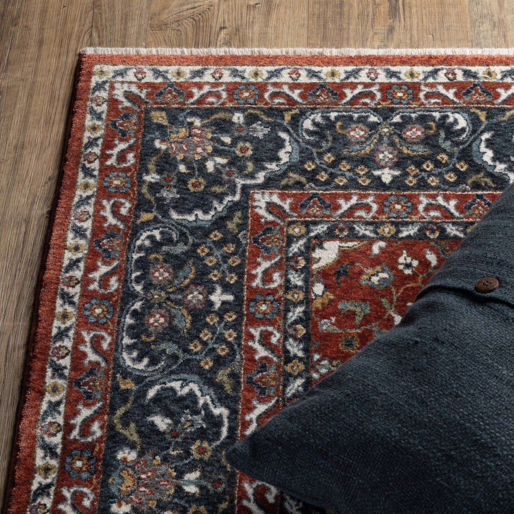 8' Gold Medallion Runner Rug With Fringe-8