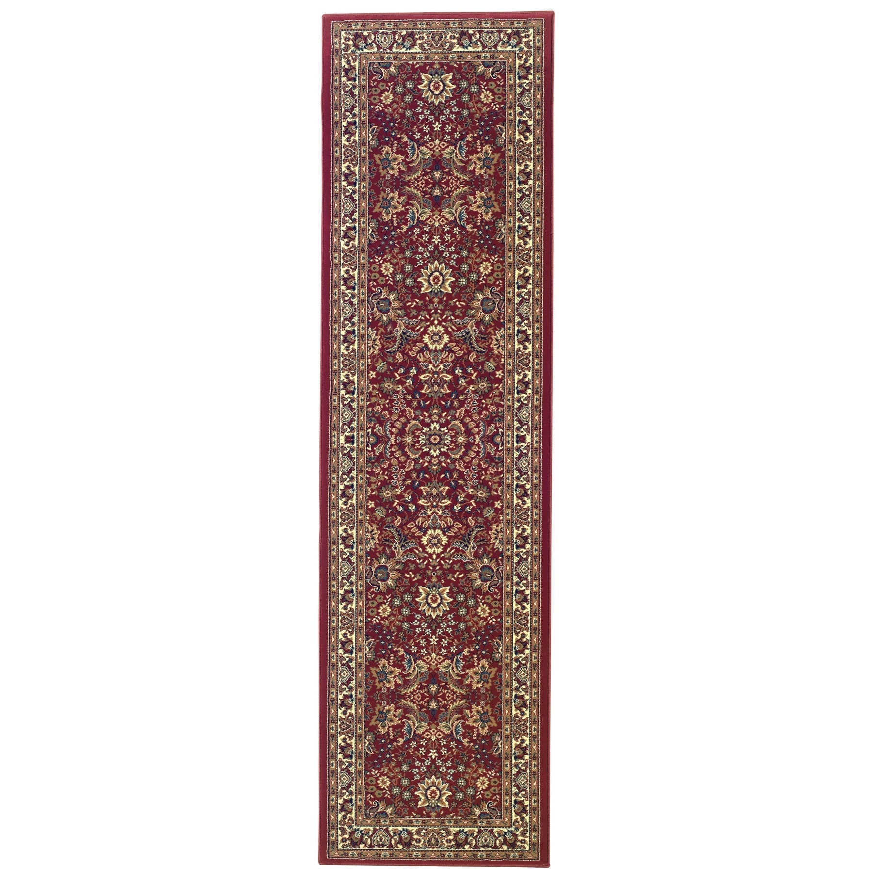8' Red And Ivory Oriental Runner Rug-1