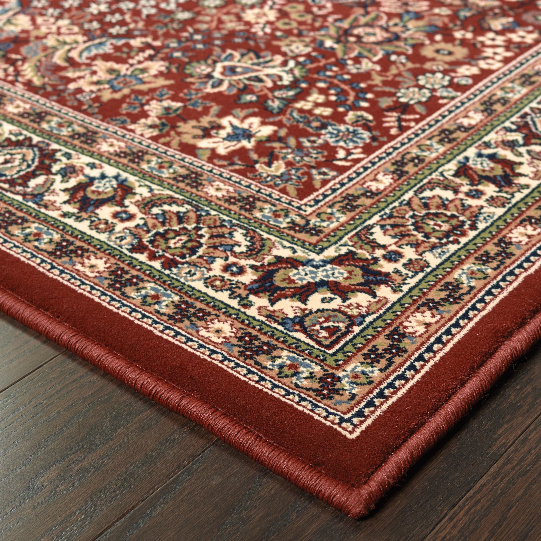 8' Red And Ivory Oriental Runner Rug-5
