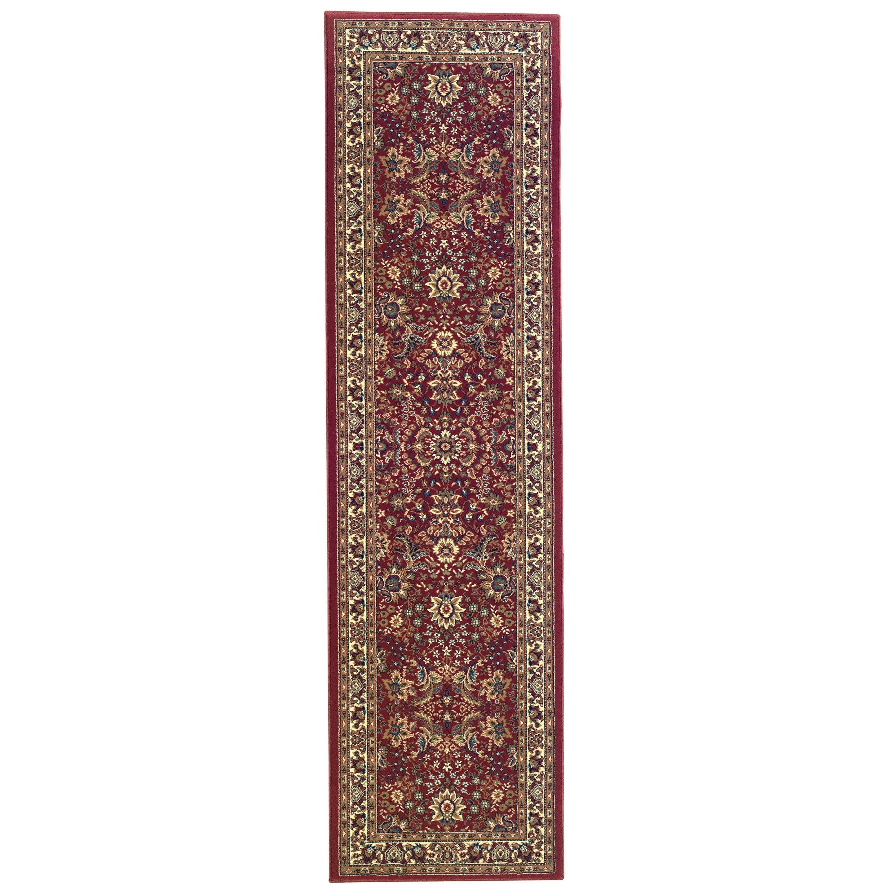 8' Red And Ivory Oriental Runner Rug-3