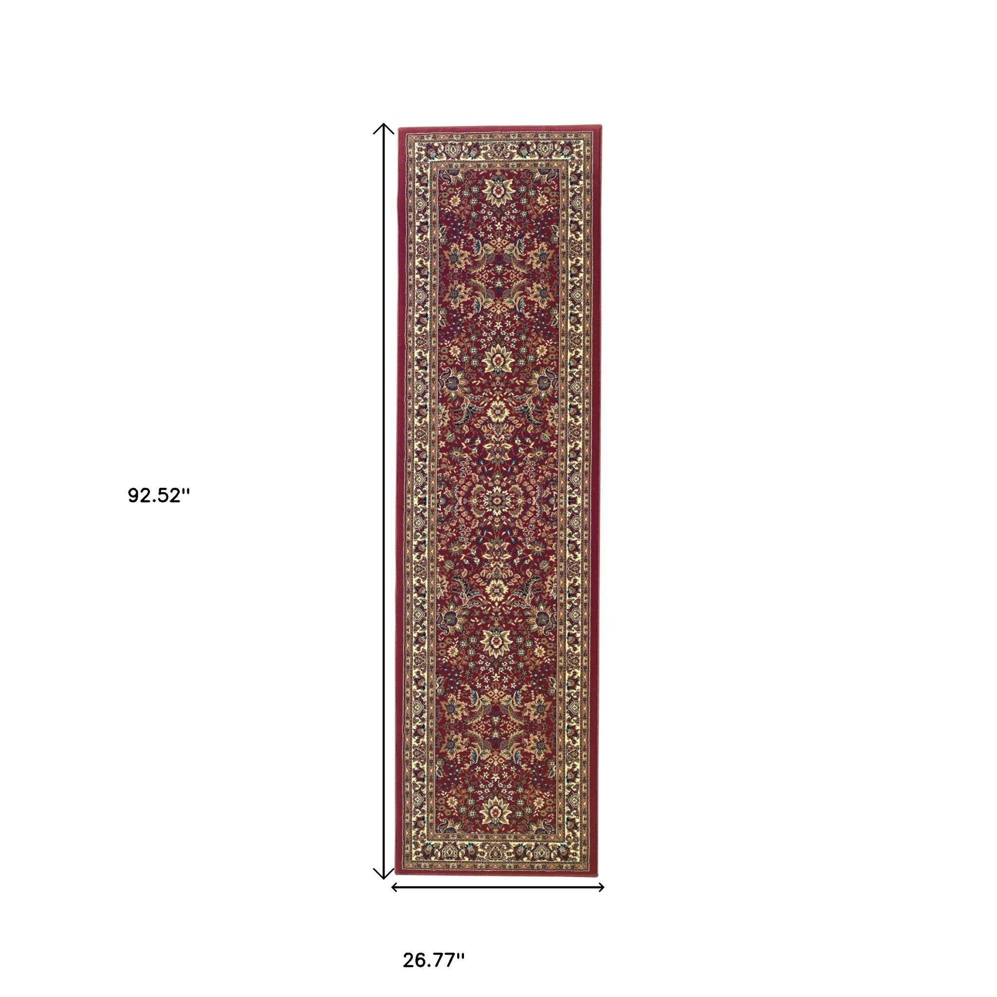 8' Red And Ivory Oriental Runner Rug-2