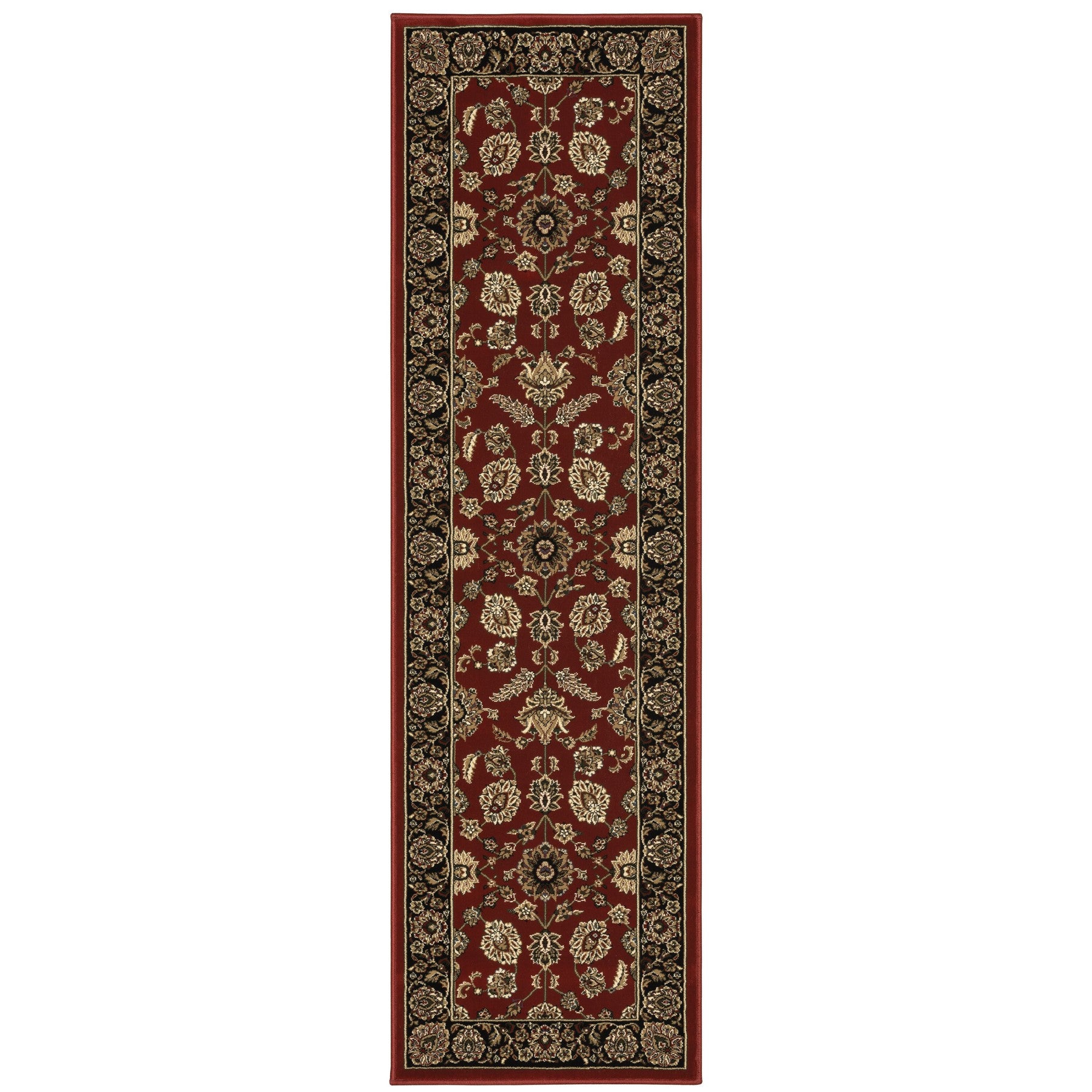 8' Red And Black Oriental Runner Rug-1
