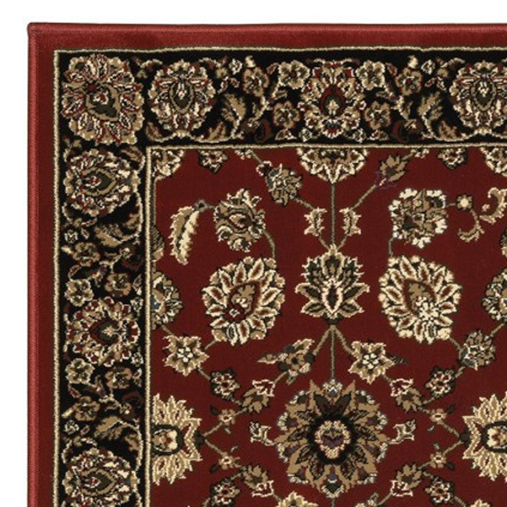 8' Red And Black Oriental Runner Rug-3