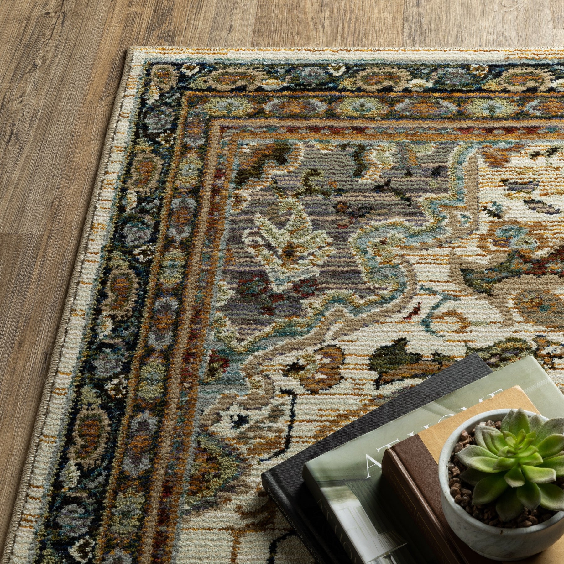 8' Blue And Orange Medallion Runner Rug-5