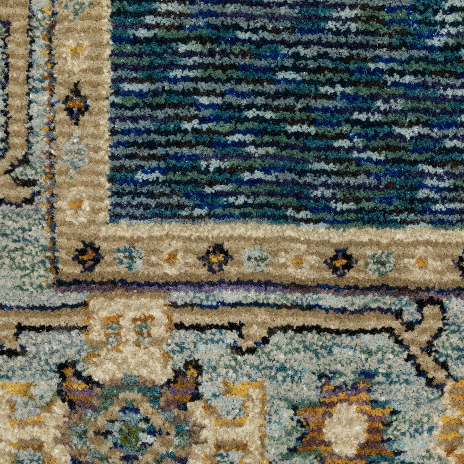 8' Blue And Gold Medallion Runner Rug-7